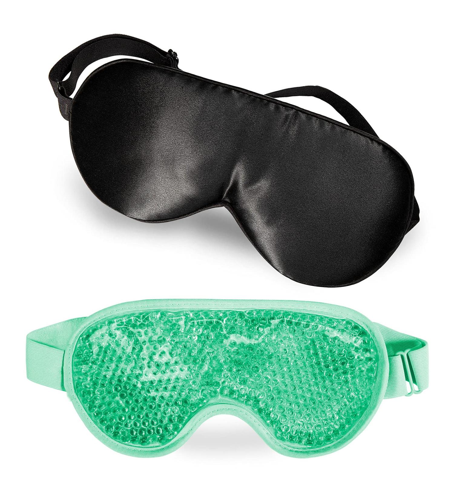 Silk Sleep Mask in Black with Cooling Gel Eye Mask - Natural and Soothing - Buy Online on GoSupps.com