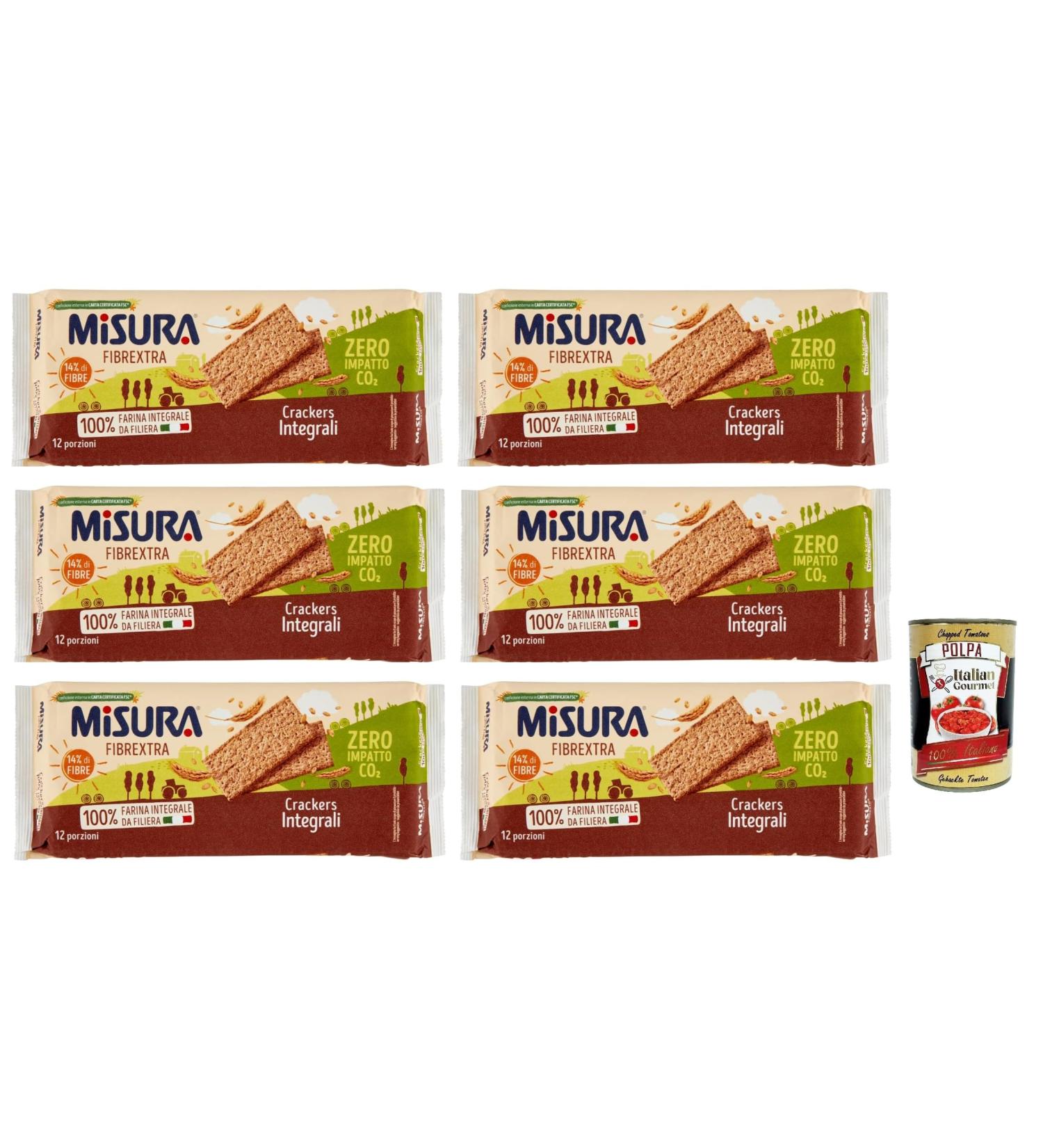Misura Crackers Integrali Fibrextra Whole Grain Crackers 14% Fiber and 100% Whole Wheat Flour 385 g Pack of 6 - Buy Online on GoSupps.com