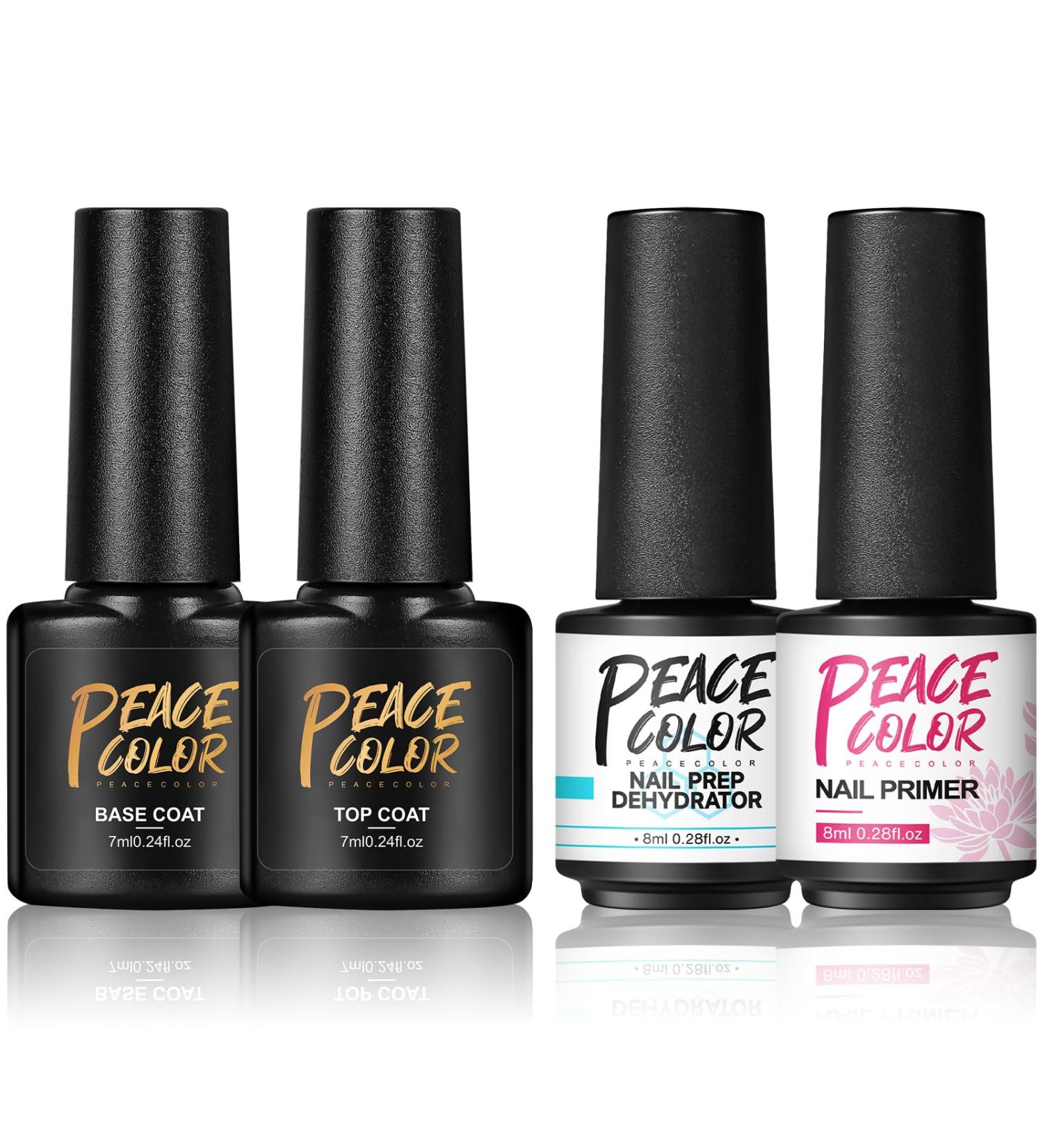 PEACECOLOR 7ML Base and Top Coat 8ML Nail Prep Dehydrator and Primer Kit Shine Glossy Finish and Long Lasting Gel for DIY Nail Art Design at Home Beauty Gifts color 199 - Buy Online on GoSupps.com