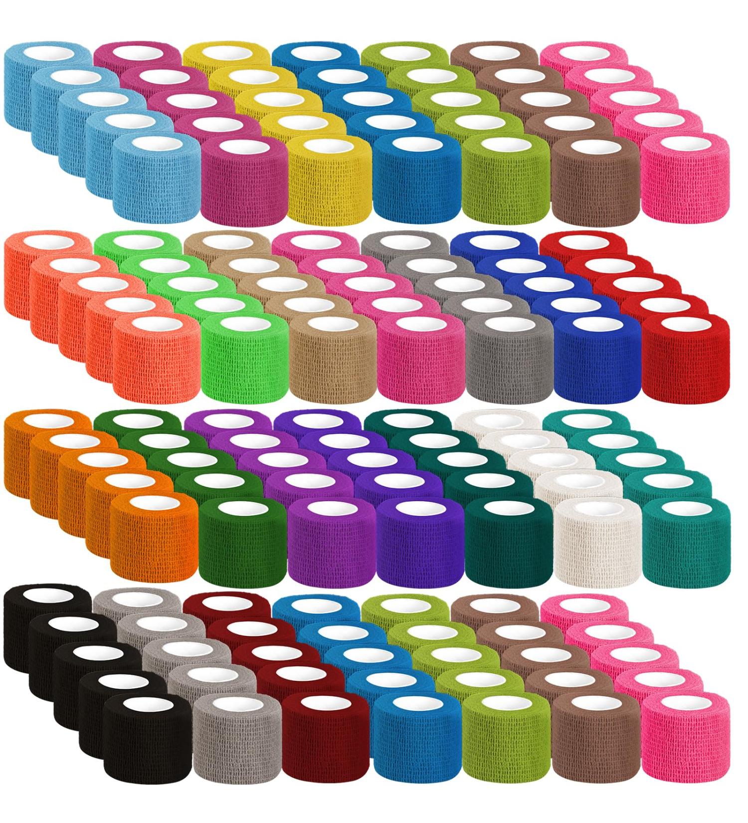 120 Pack Colorful Self Adhesive Bandage Wrap | 2" x 5 Yards Cohesive Vet Wrap for Pets & Sports | Breathable Elastic Tape in 24 Colors - Buy Online on GoSupps.com