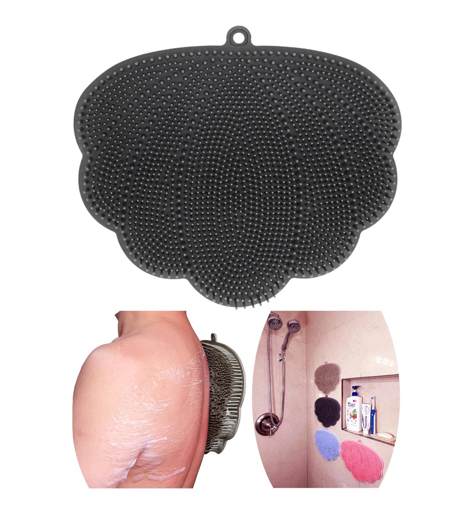 Hands-Free Silicone Back Scrubber & Foot Massager - Easy to Clean, Wall Mounted Body Brush for Shower - Grey - Buy Online on GoSupps.com