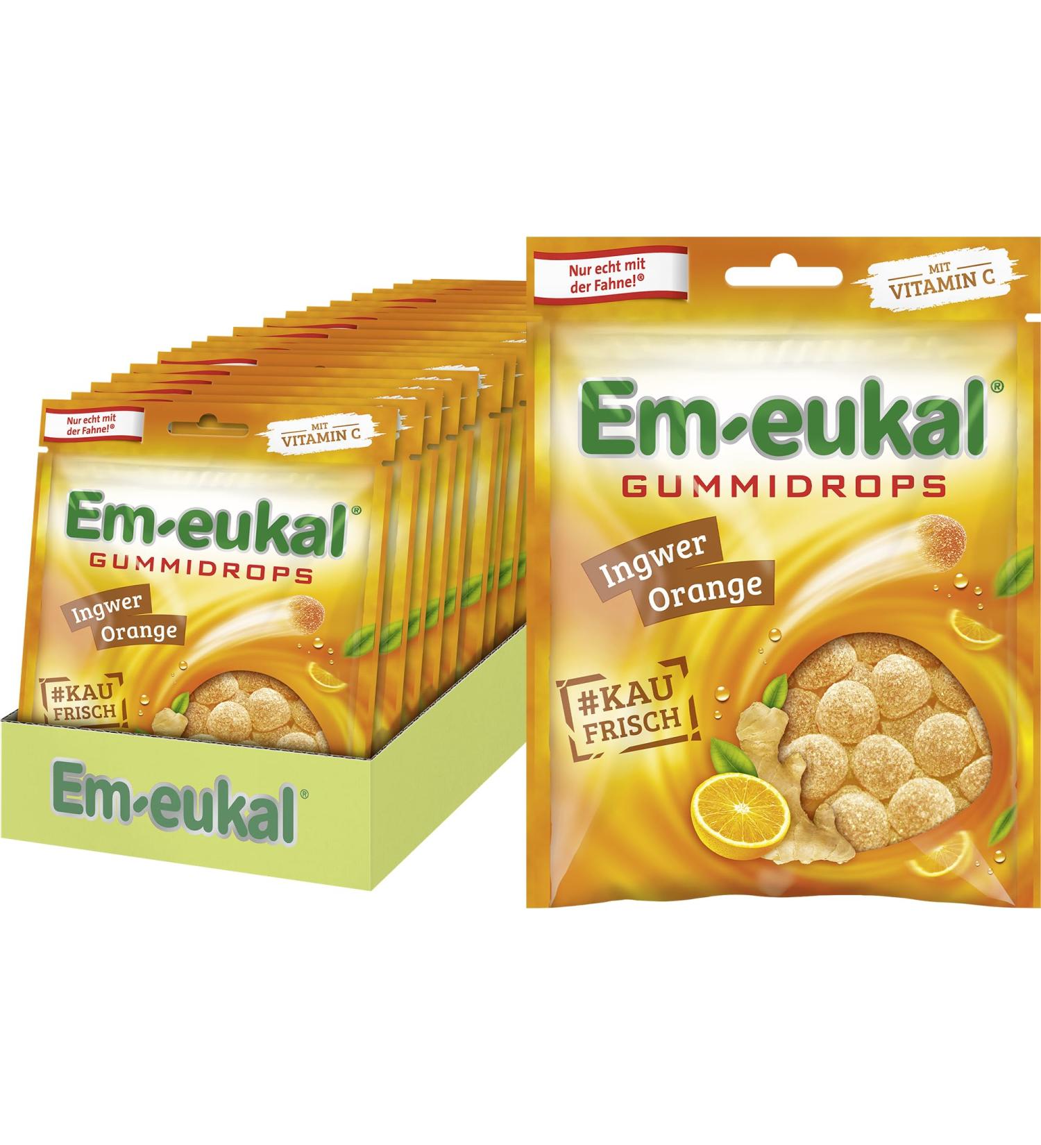 Buy Em-eukal Gummidrops Ginger-Orange with Vitamin C - Premium Chewing Candy 20 x 90g | International Shipping Available - Buy Online on GoSupps.com
