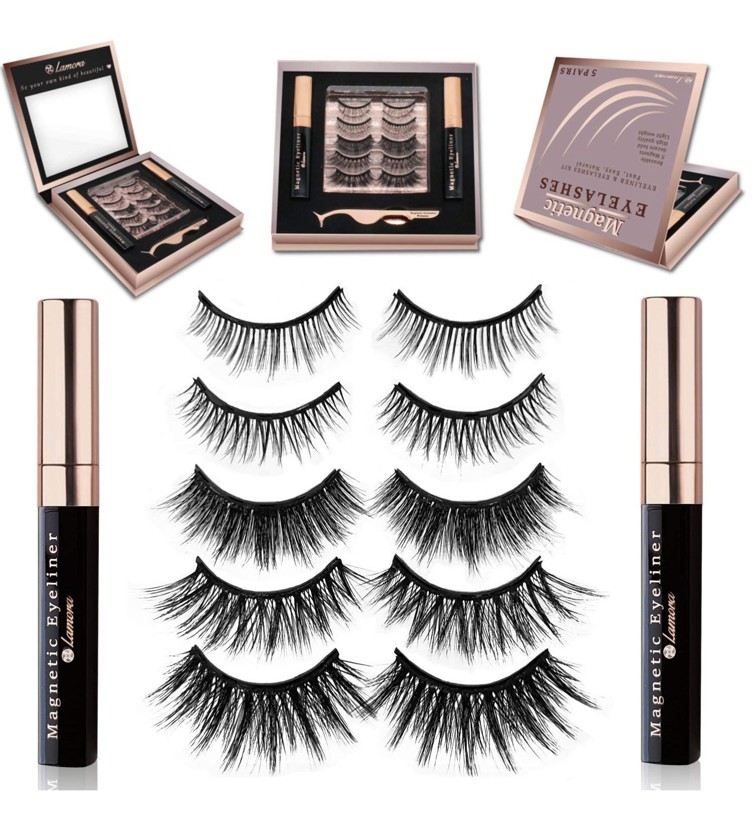 Lamora Reusable Magnetic Lashes | Waterproof Eyeliner & Applicator Kit | No Glue False Eyelashes | International Shipping - Buy Online on GoSupps.com