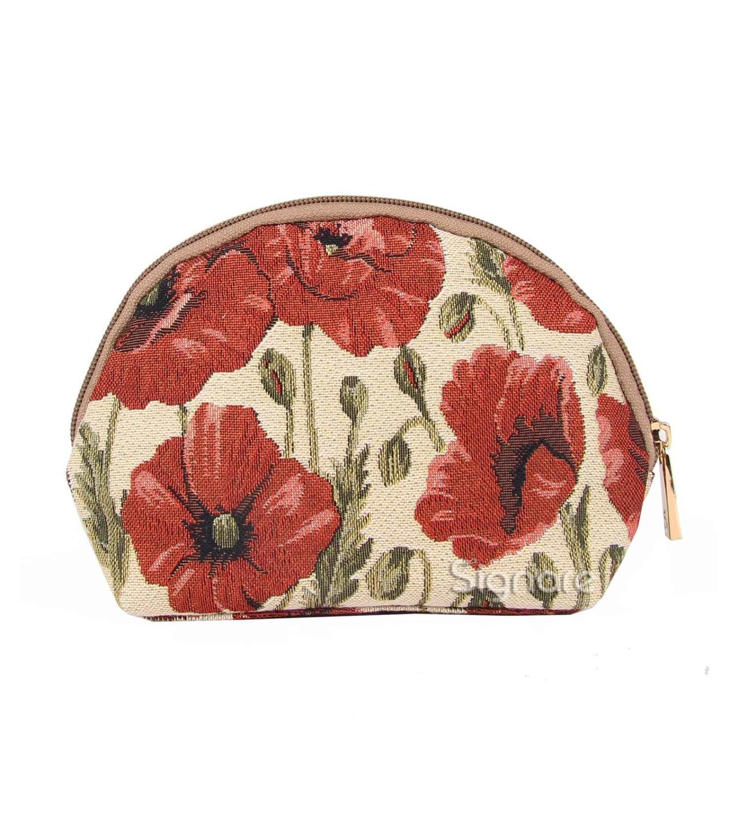 Signare Fashionable Linen Cosmetic Bag for Women - Stylish Poppy Design One Size - International Shipping Available - Buy Online on GoSupps.com