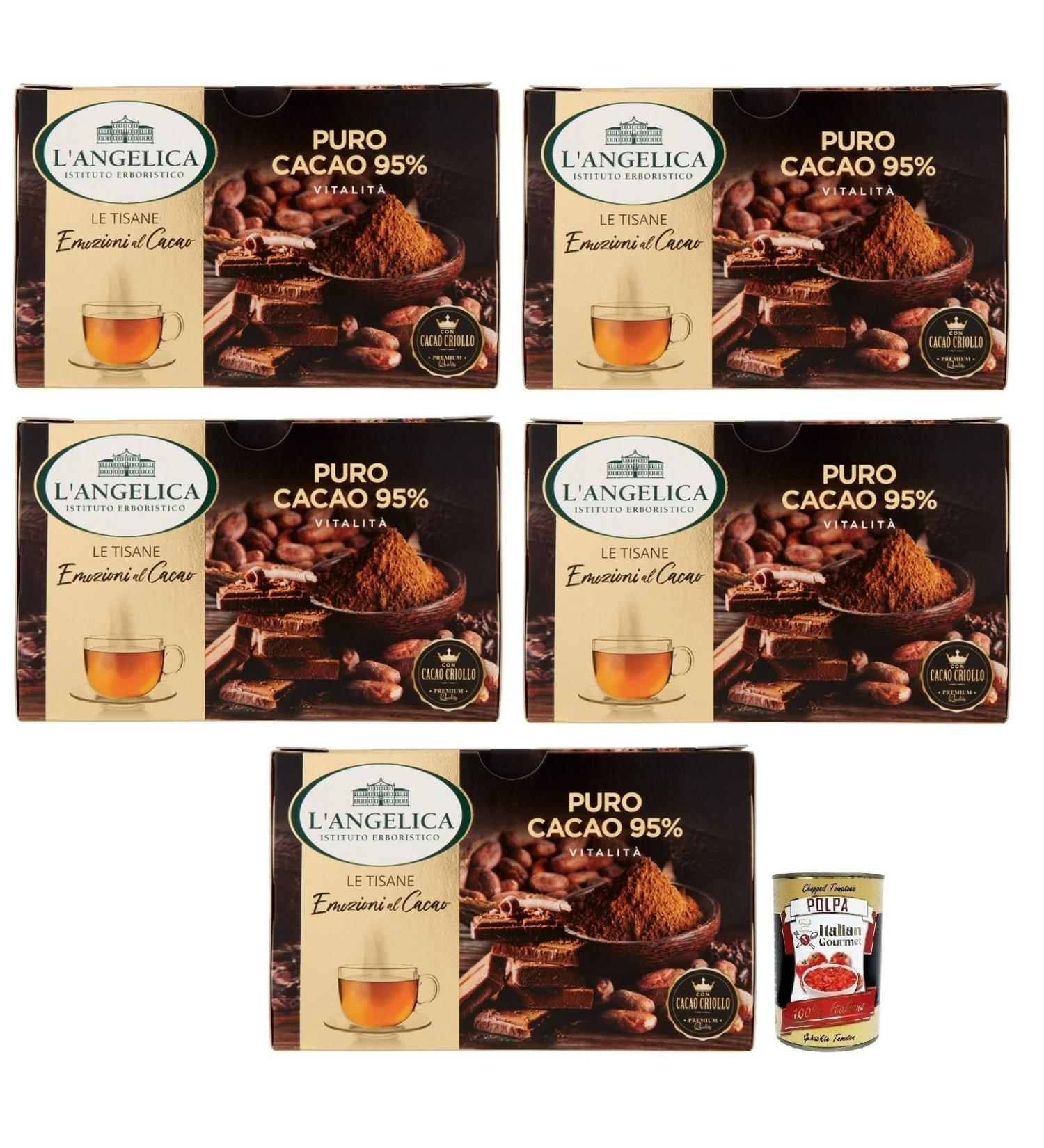  Italian Gourmet E.R. L' Angelica Tisana Puro Cacao Vitality tisane de cacao pur 95 % lot de 15 filtres + bo te italienne Gourmet Pulpa di Pomodoro 400 g - Buy Online on GoSupps.com