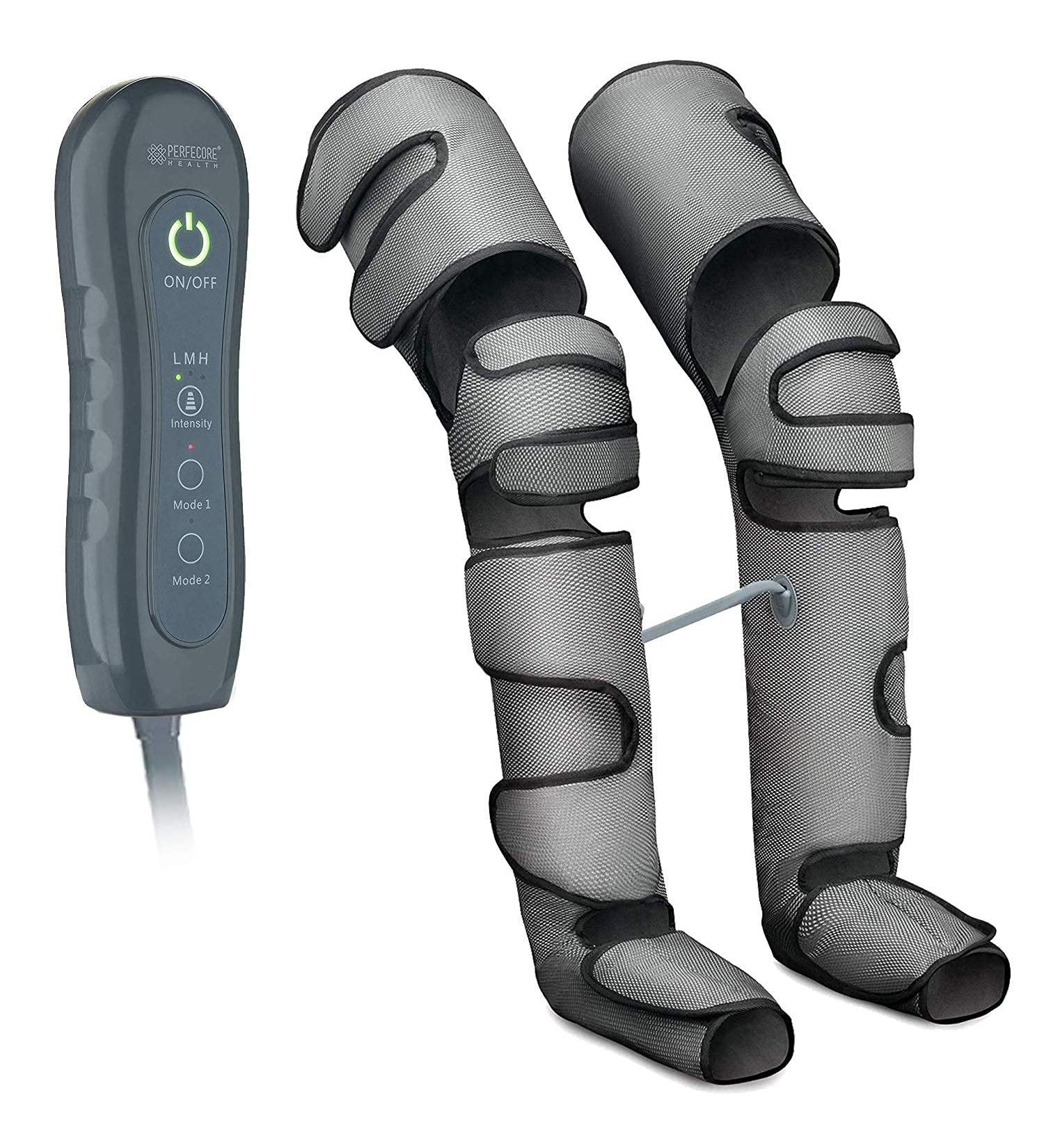 Perfecore Leg Massager with Heat Air Compression - Adjustable Feet & Calves Massager for Circulation and Muscle Relaxation - 3 Pressure Levels, 7 Modes - Gray - Buy Online on GoSupps.com