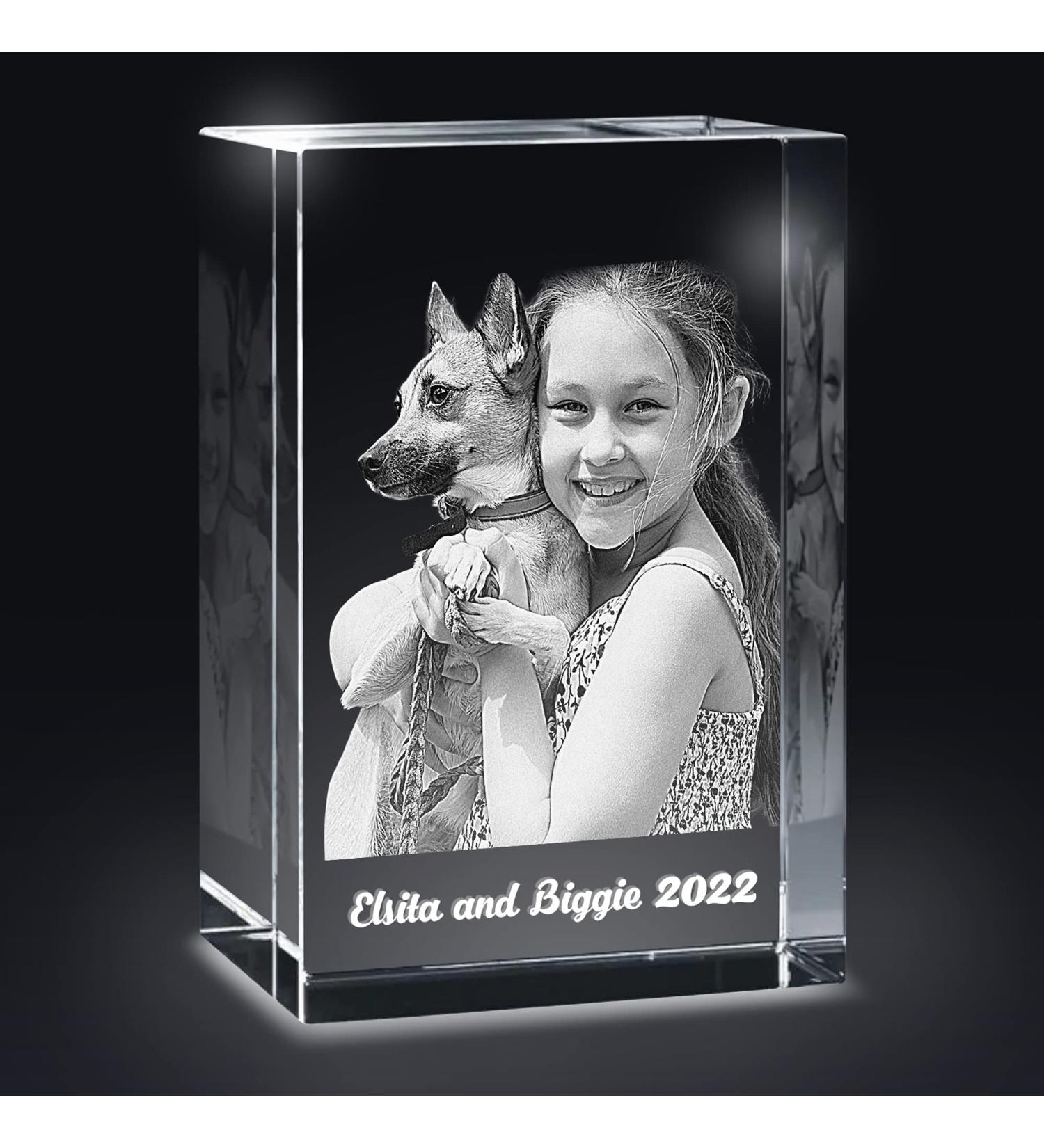 Custom Personalized Pet 3D Crystal Photo | Engraved Cat & Dog Pictures in Glass - Buy Online on GoSupps.com