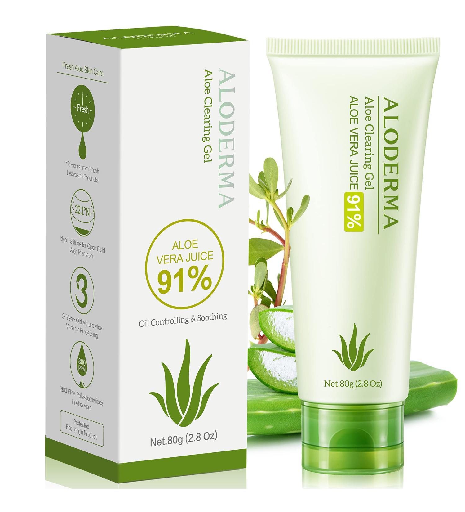Aloderma Super Acne Clearing Gel - Organic Aloe Vera Blemish Treatment with Witch Hazel - Non-Drying Acne Control Moisturizer - 2.8 Ounce - Buy Online on GoSupps.com