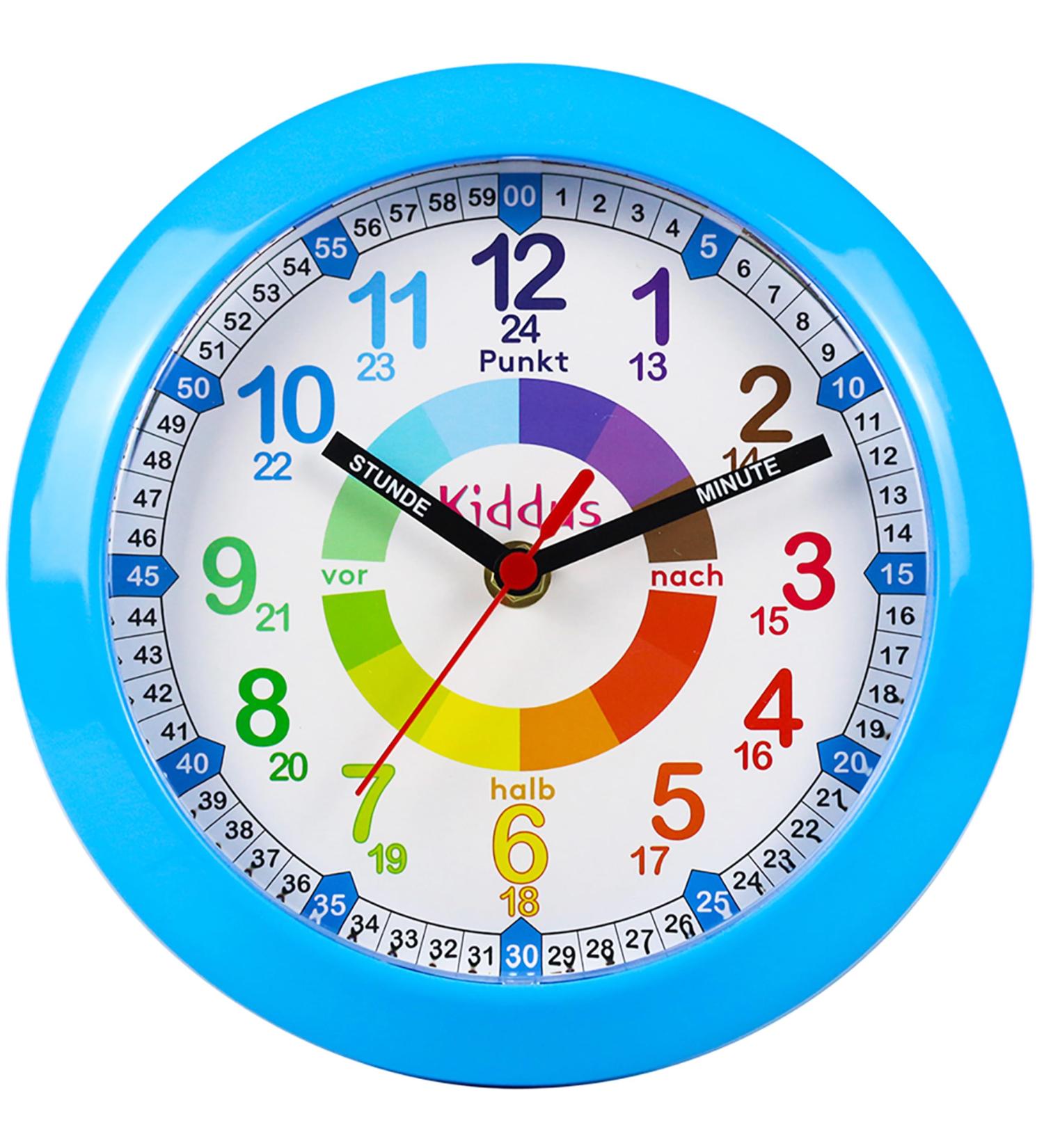 Kiddus Analog Wall Clock for Kids - Easy Time Learning with Exercises | Blue 21cm - Perfect for Boys & Girls - Buy Online on GoSupps.com