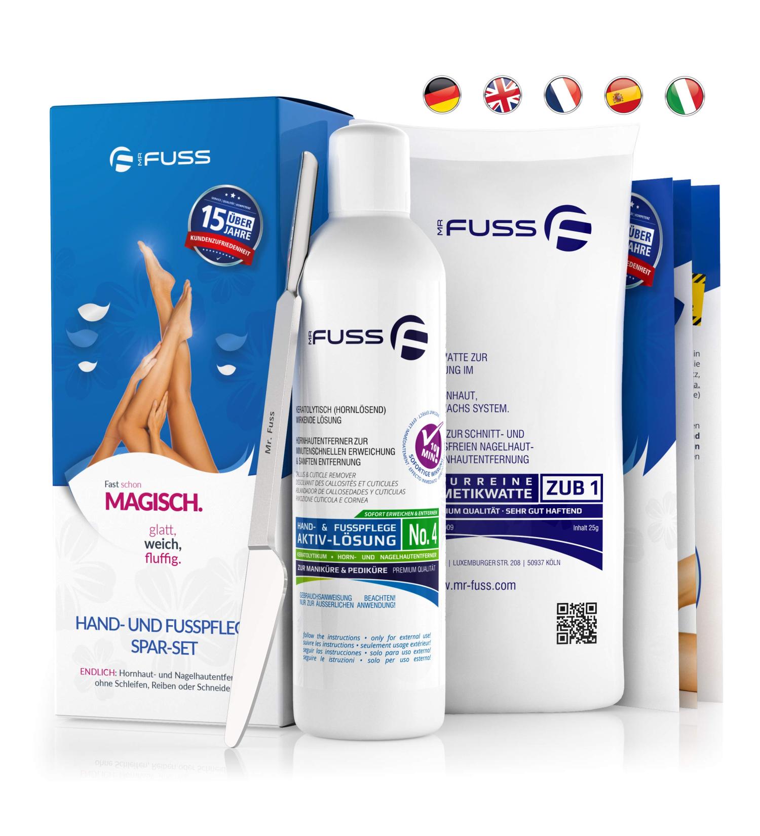 Horn Skin Remover Mr. Fuss No.4 - 250ml | Fast Relief for Calluses Corns Cuticles & Pressure Points | Immediate Results in 10 Minutes - International Shipping Available - Buy Online on GoSupps.com