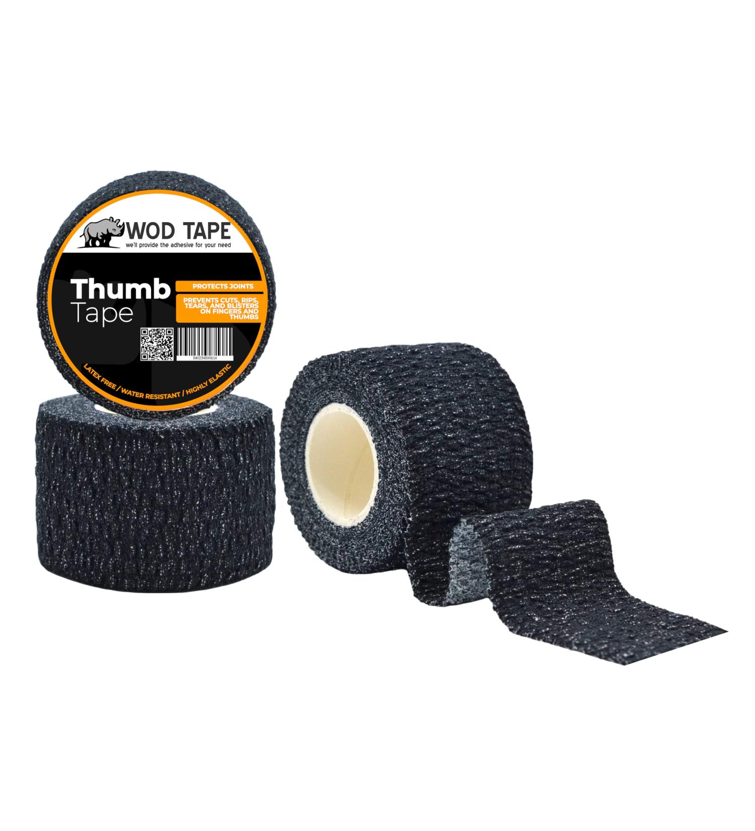 WOD ST-CEAB Weightlifting Thumb Tape - 1.5" Black Latex-Free Self-Adhesive (Pack of 3) for Hand Finger Climbing & Hook Grip Protection - Buy Online on GoSupps.com