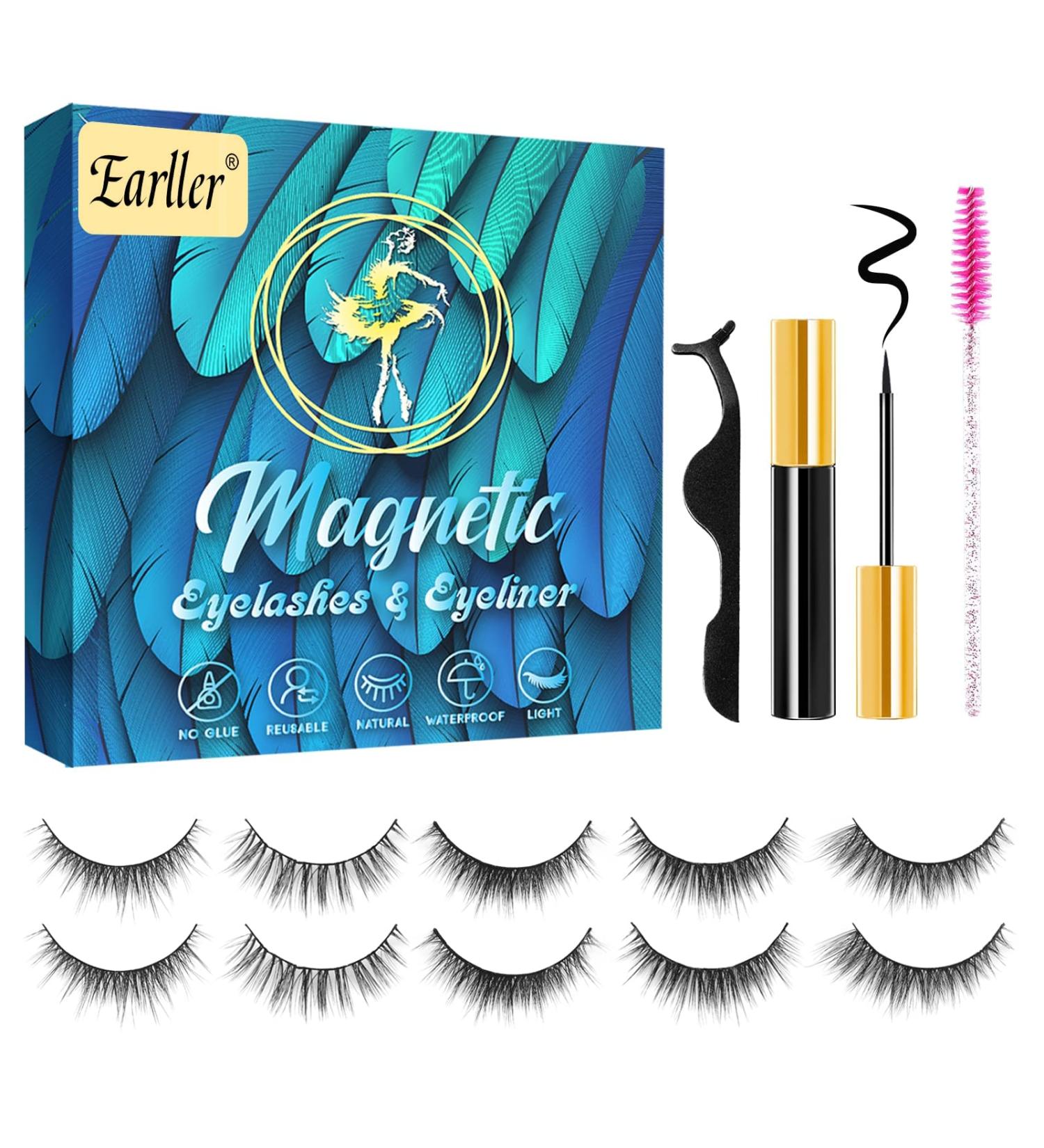 EARLLER Magnetic Eyelashes Kit - Natural Look Fake Short Small Lashes with Long-lasting Eyeliner and Easy Removal - AL5 - Buy Online on GoSupps.com
