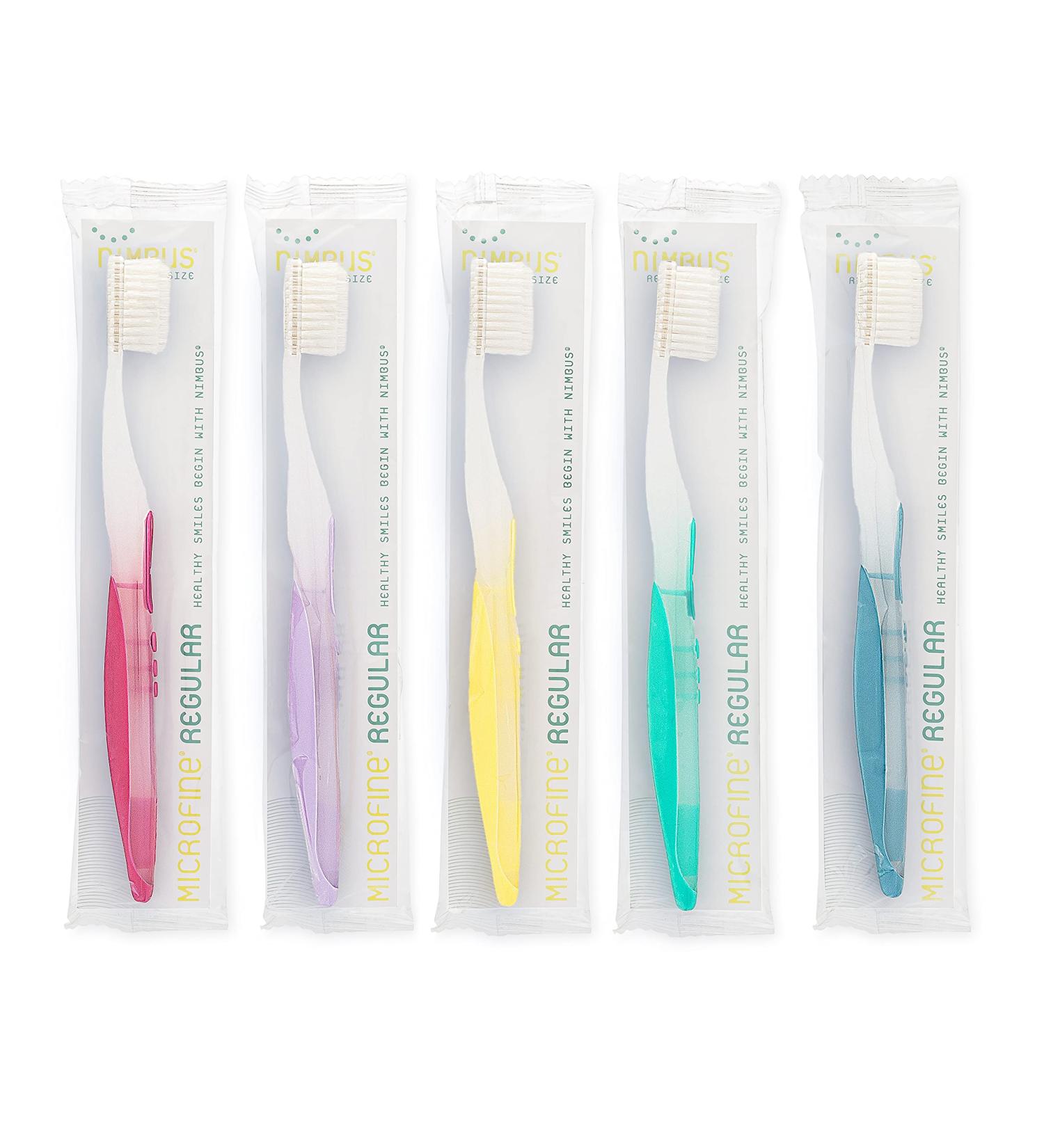 Nimbus Extra Soft Toothbrushes - Periodontist Designed for Sensitive Teeth and Receding Gums - 10 Pack Travel Toothbrushes with Tapered Bristles - Individually Wrapped - Buy Online on GoSupps.com