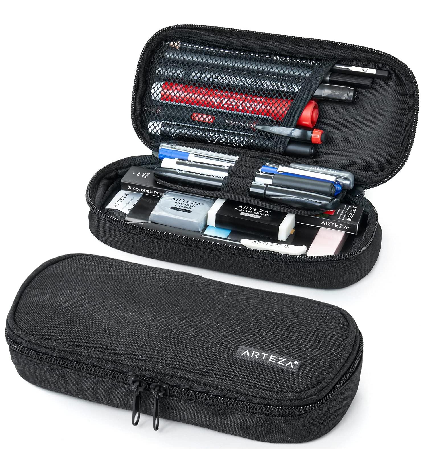 ARTEZA Pencil Case  Black Pencil Pouch with Zipper Closure  School Supplies for Students and Teachers - Buy Online on GoSupps.com