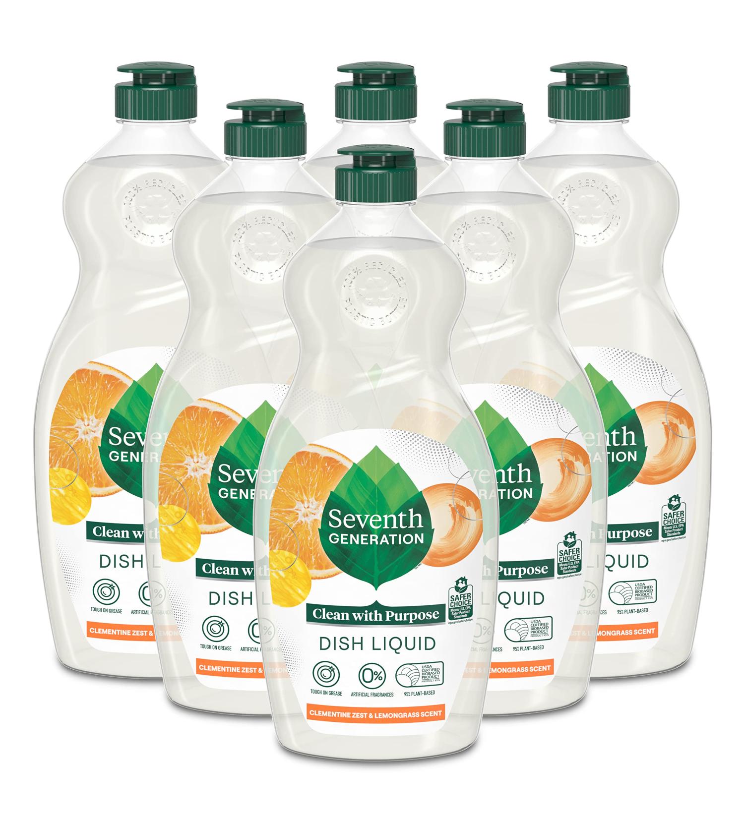 Seventh Generation Dish Soap - Clementine Zest & Lemongrass, 19 oz (Pack of 6) - Eco-Friendly & Plant-Based - Buy Online on GoSupps.com