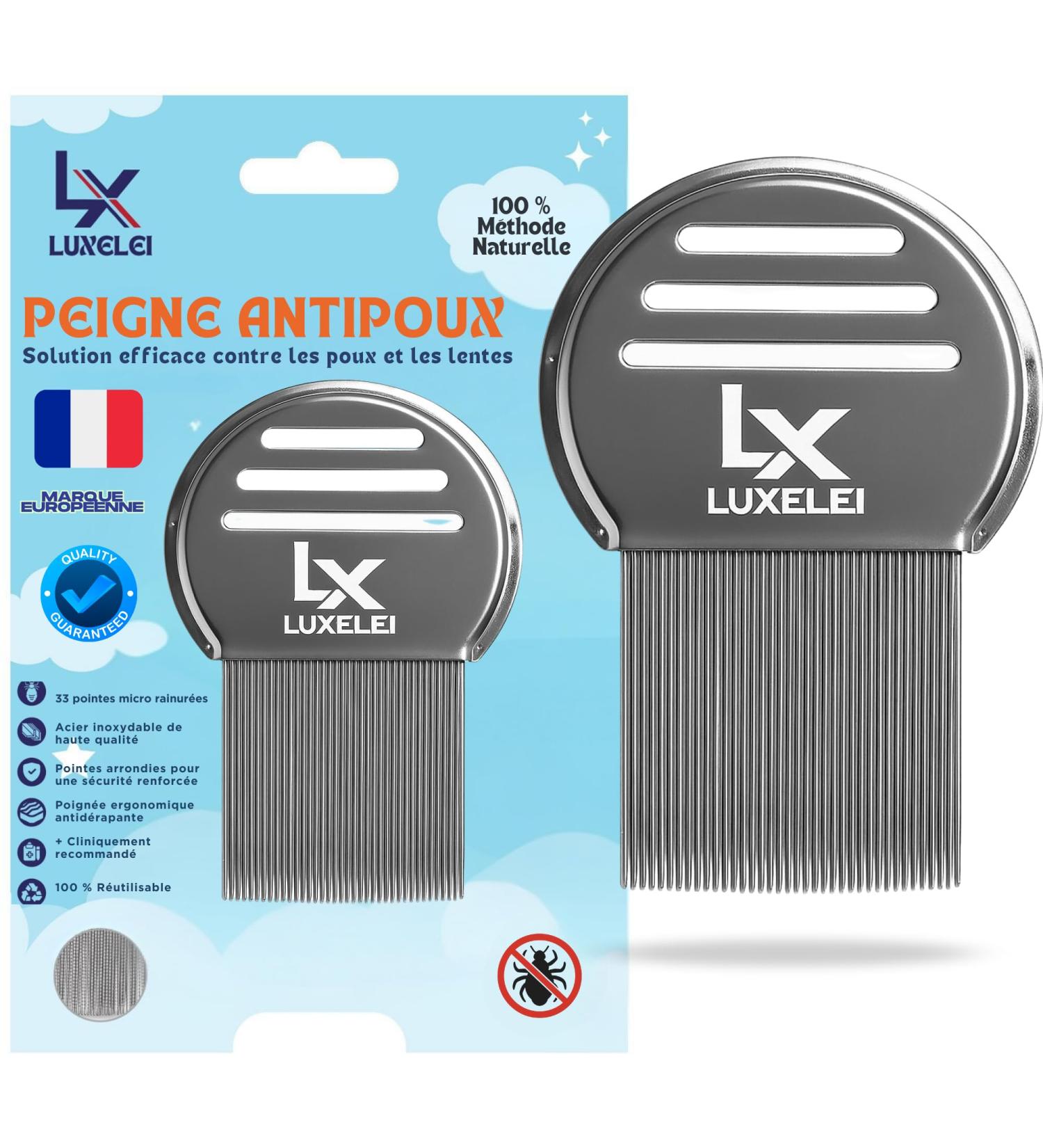 Peigne Anti Poux et Lentes Fort LUXELEI Sans Produits Chimiques - Recommand par les P diatre - Peigne Anti Pelliculaire - Peigne Poux - Antipoux - Peigne Qui Enleve les Pellicules - Buy Online on GoSupps.com