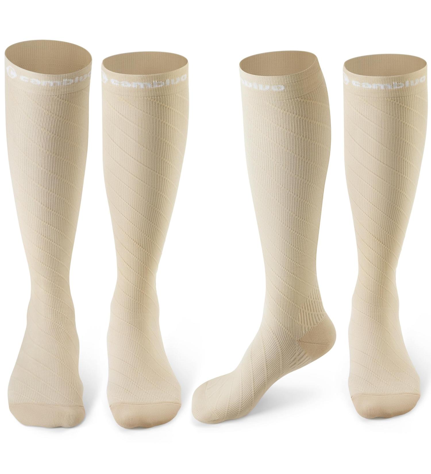 Buy Cambivo Compression Stockings for Men & Women - 2 Pairs of Support Socks for Running Sports Travel & Cycling - XXL Beige - Buy Online on GoSupps.com