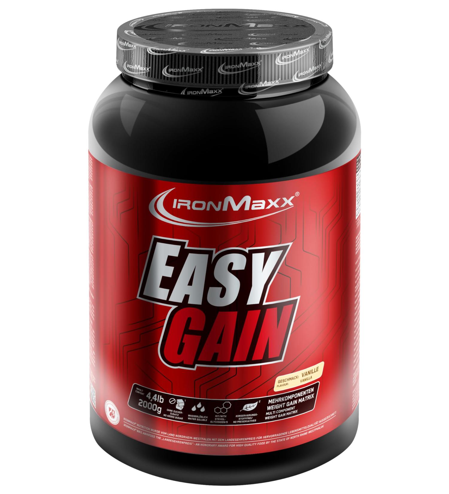 Ironmaxx Easy Gain Vanilla 2kg | Multi-Component Weight Gainer with Oatmeal & Barley Flour | No Added Sugar & Preservatives | International Shipping - Buy Online on GoSupps.com