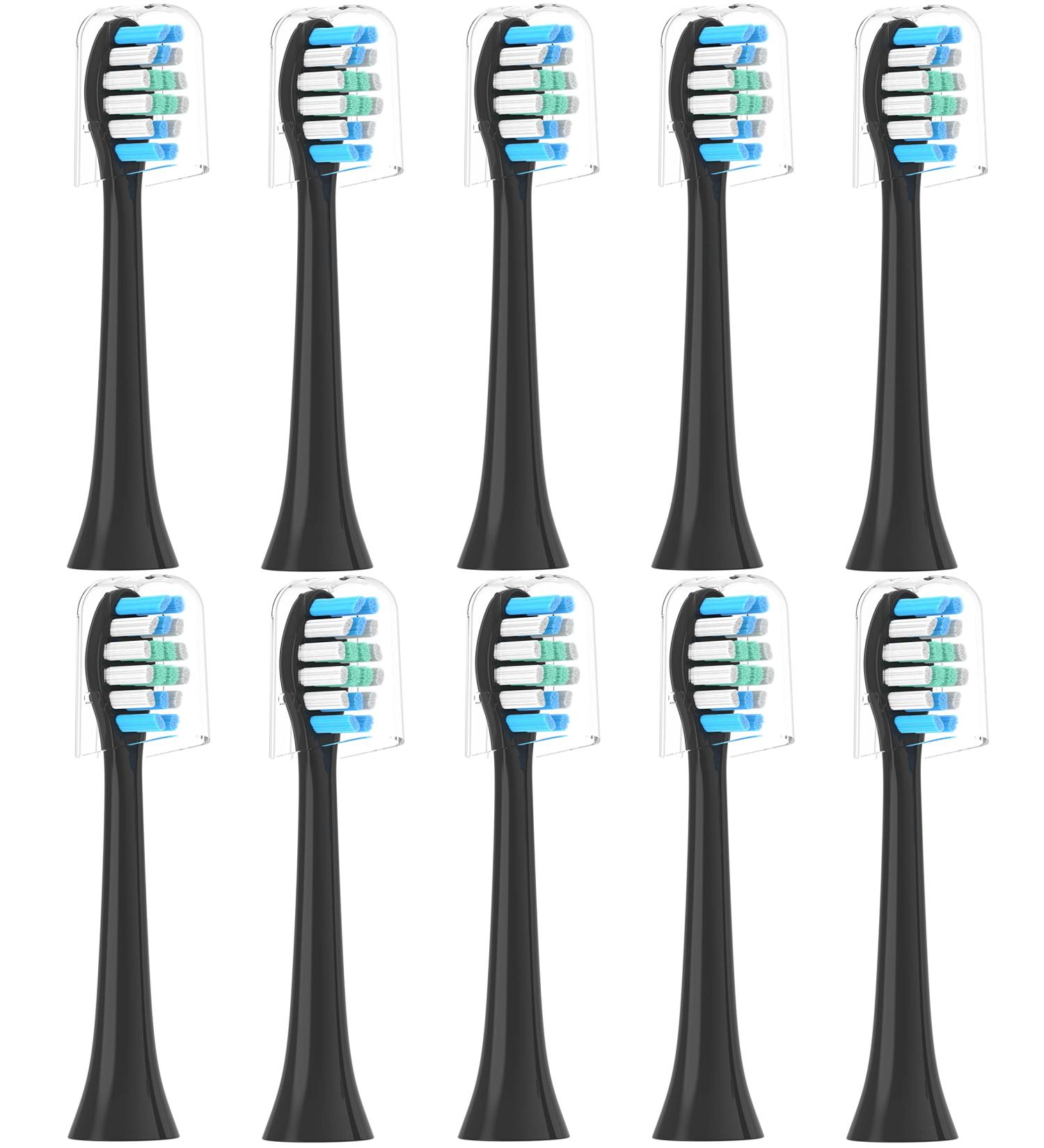 Gypoirul Toothbrush Replacement Heads - 10 Pack Compatible with Philips Sonicare, Sonic Toothbrush Heads in Black - Buy Online on GoSupps.com