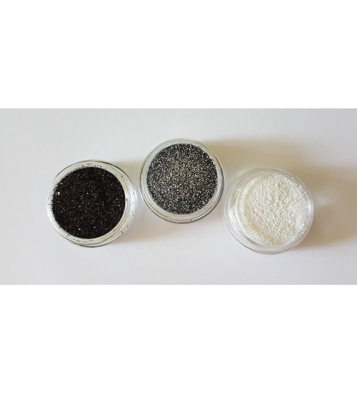 New nail Art 3 Set D schen Glitzer powder white/gray/black glitter powder dust powder glitter 3G jaws insertion in gel nail nail design