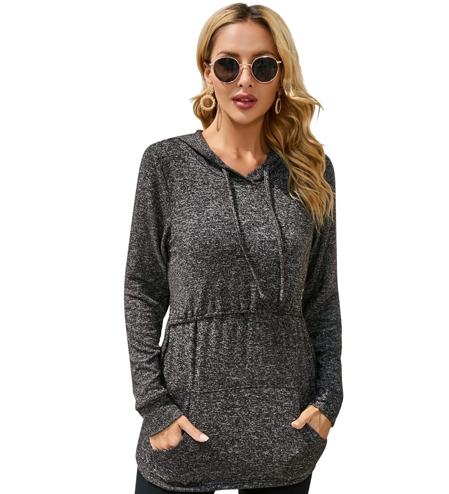 Sosolism Women's Nursing Hoodie Maternity Breastfeeding Top | Long Sleeve Pregnancy Sweatshirt - Charcoal Grey - Size L - Buy Online on GoSupps.com