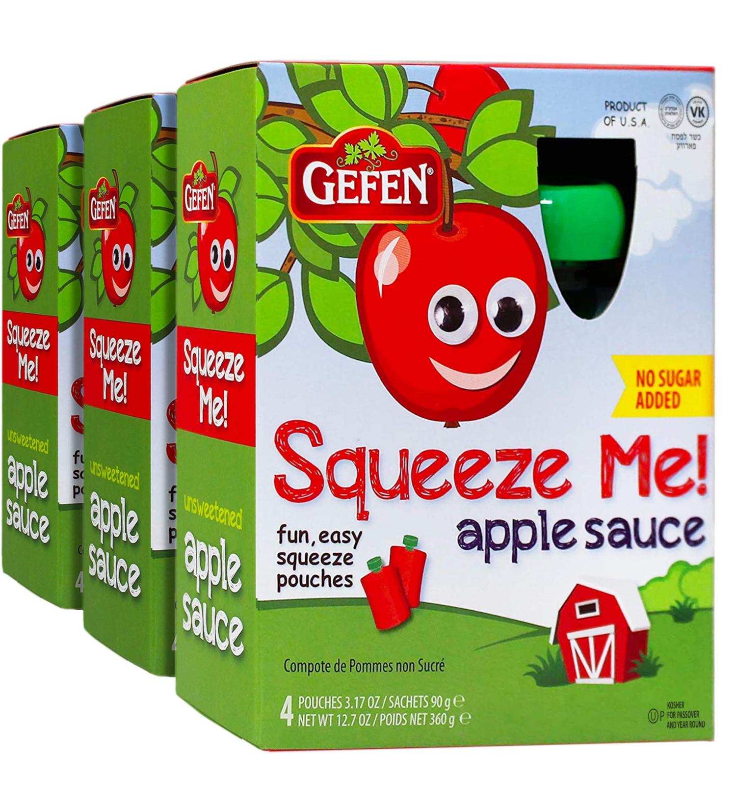 Gefen Applesauce Pouches 3.17oz - 1 Pack (4 Pouches) | Convenient Snack Option - Buy Online on GoSupps.com