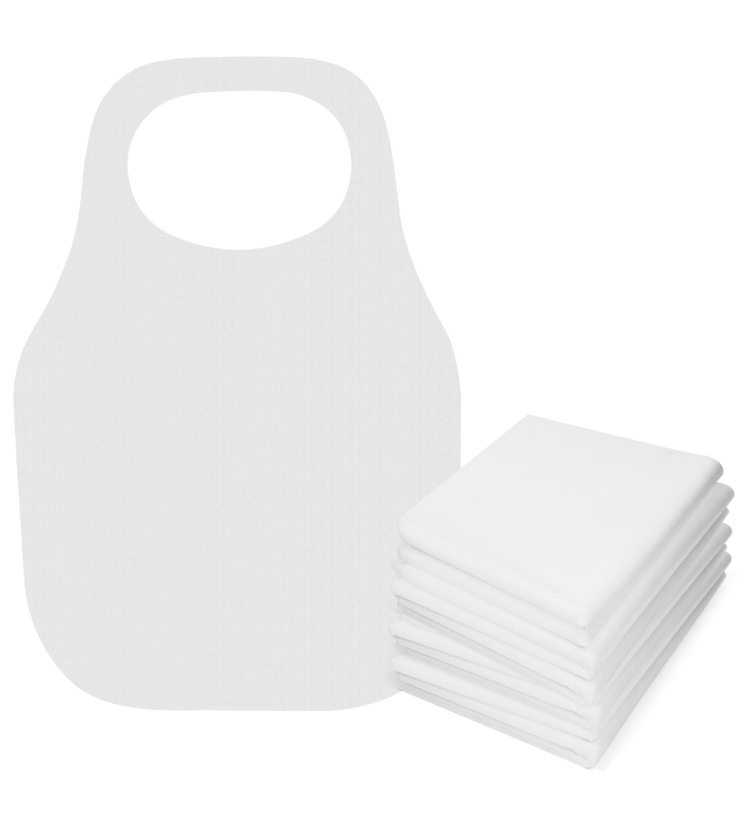 Buy Winter Shore Large White Eineway Bibs for Adults | 100-Pack Waterproof Bouncy Bibs - Ideal for Men Women & Seniors - Perfect for Nursing Homes & Painting - Buy Online on GoSupps.com