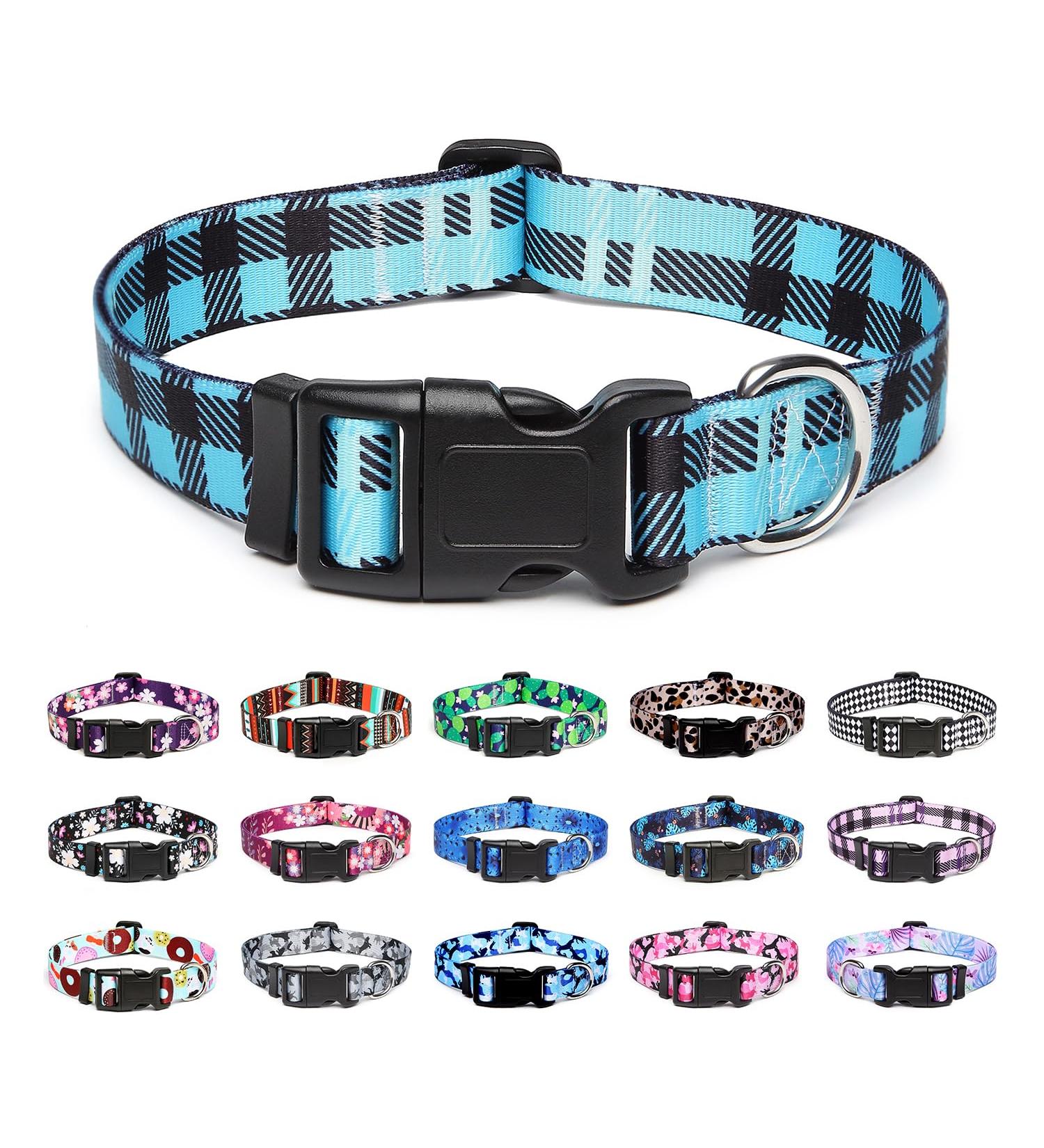 Mercano Adjustable Dog Collar - Soft Nylon Comfortable & Stylish Checkered Blue for Small & Medium Dogs | Durable Pet Accessories - Buy Online on GoSupps.com