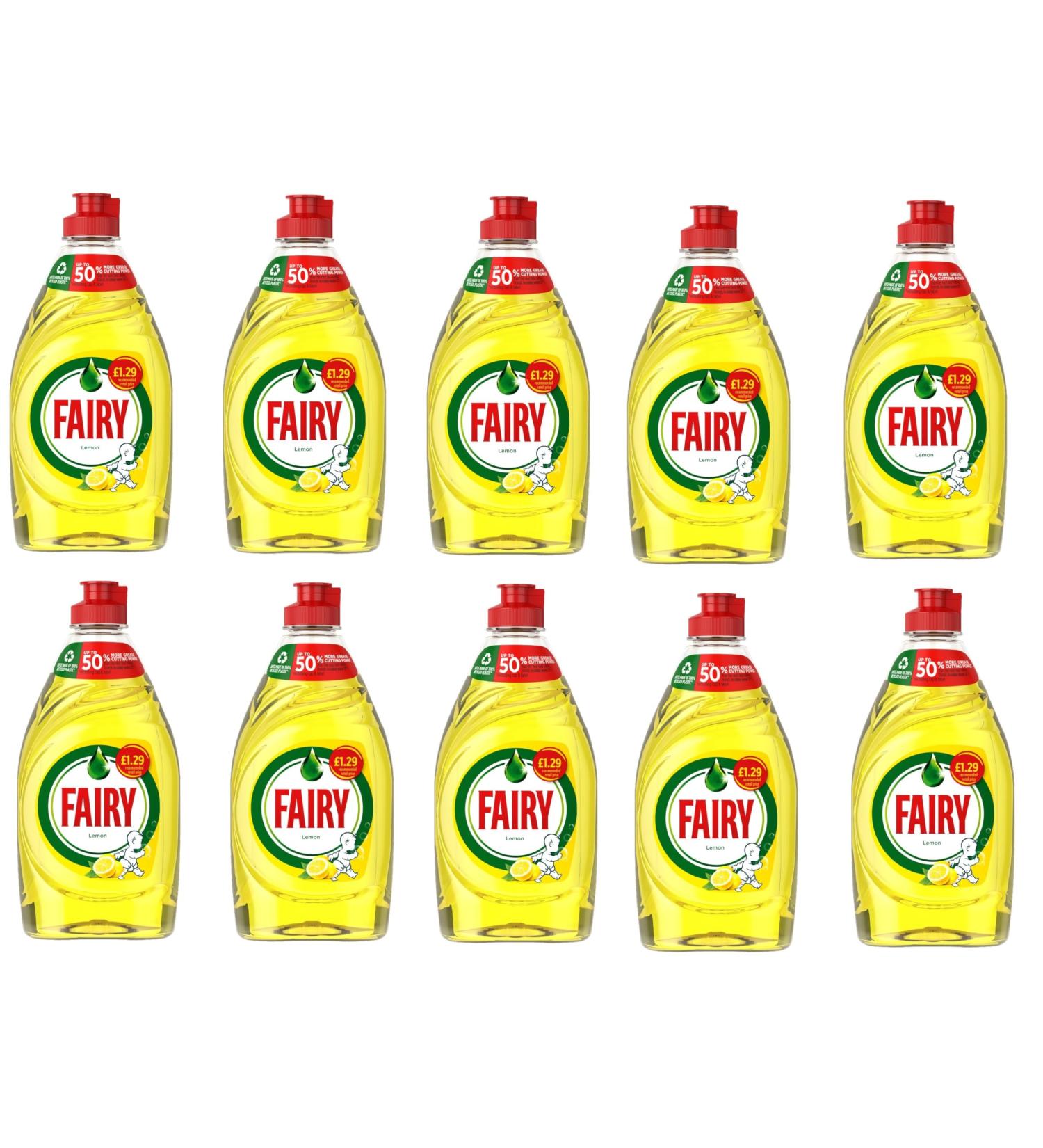 Fairy Lemon Liquid Washing Up Liquid - 10 x 320ml Box Pack