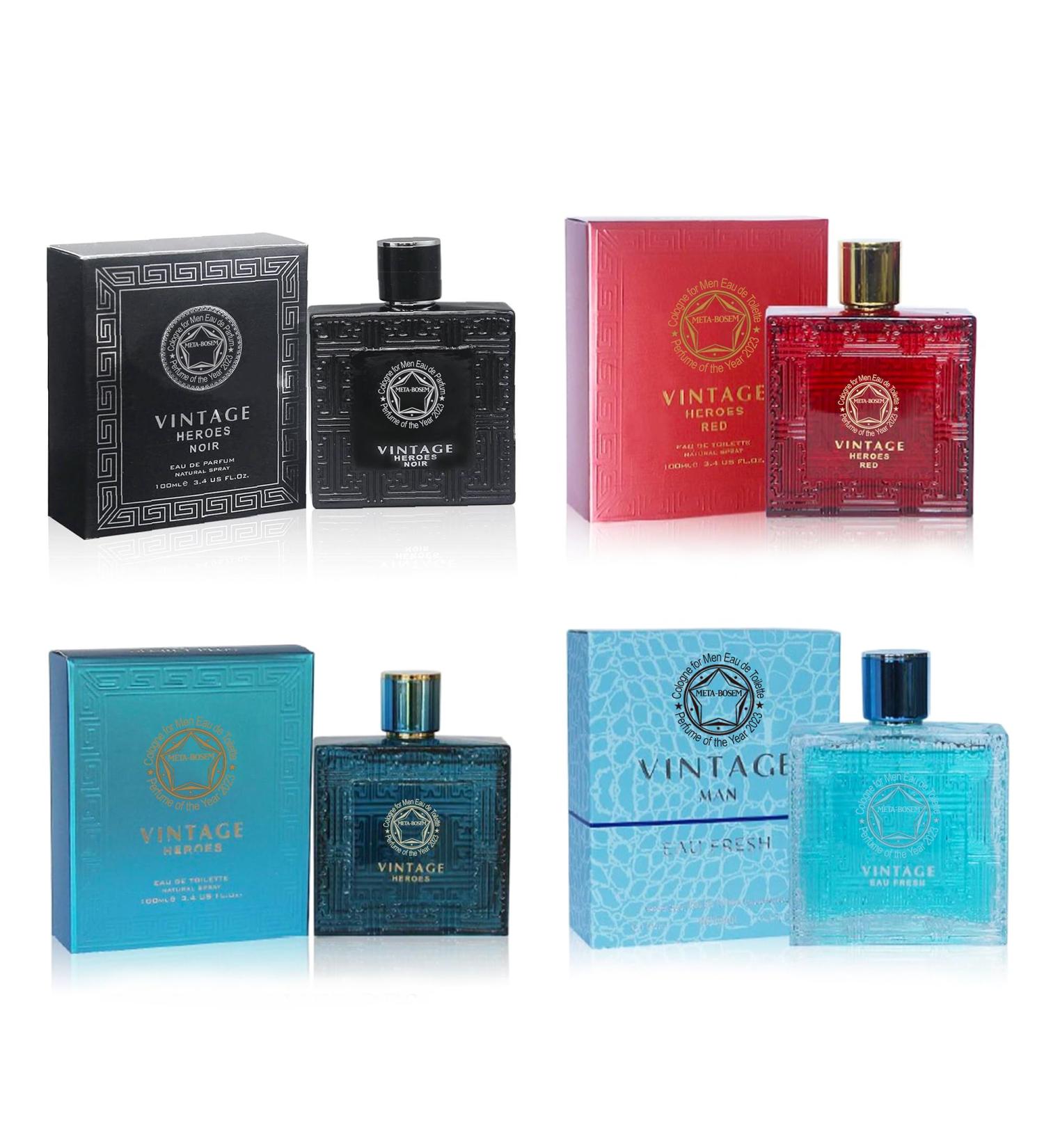 META-BOSEM Vintage Heroes 4Pc Set Cologne for Men (Heroes+Red+Black+Eau Fresh) Classic Collection Bottles Eau de Toilette Natural Spray - Fresh Scent Each 3.4 Fl Oz Total 13.60 Oz - Buy Online on GoSupps.com