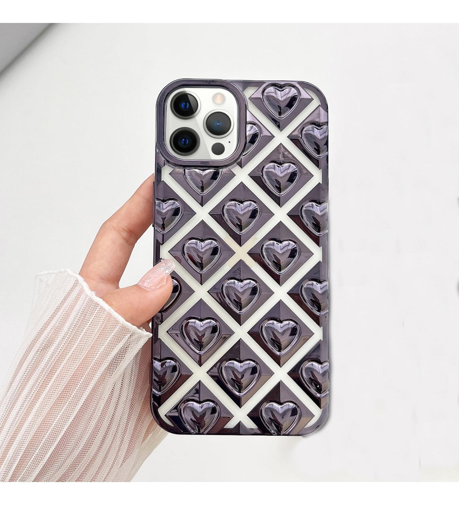 Valrion iPhone 14 Pro Max Shell - Cute 3D Bladder Heart Cover Glittery Love Shape Slim & Shockproof TPU Case for Women & Girls - Buy Online on GoSupps.com