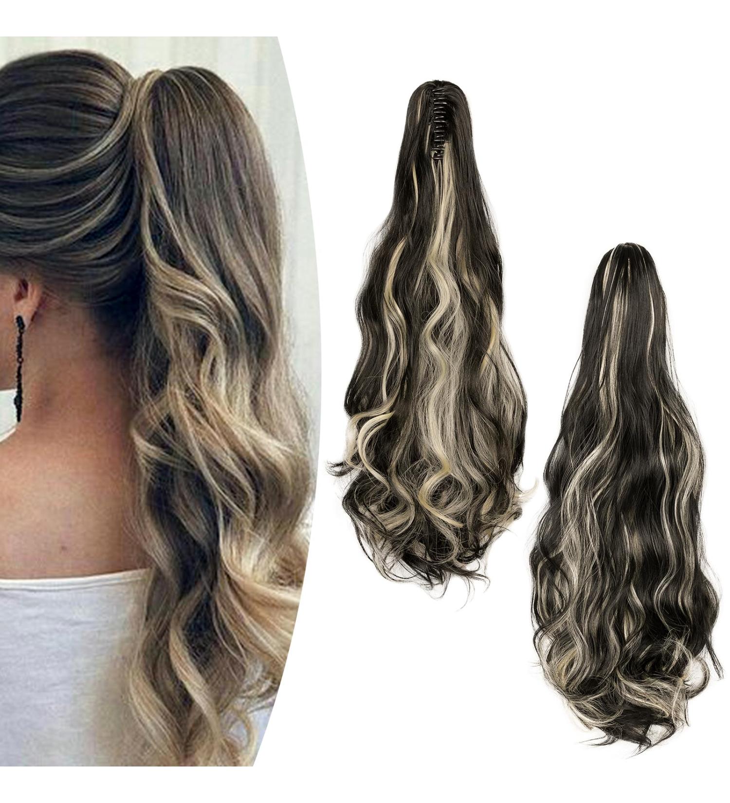 Gairyan 50cm Claw Clip Ponytail Extensions - Long Curly Synthetic Hair for Women | Black & Bleach Options - Buy Online on GoSupps.com