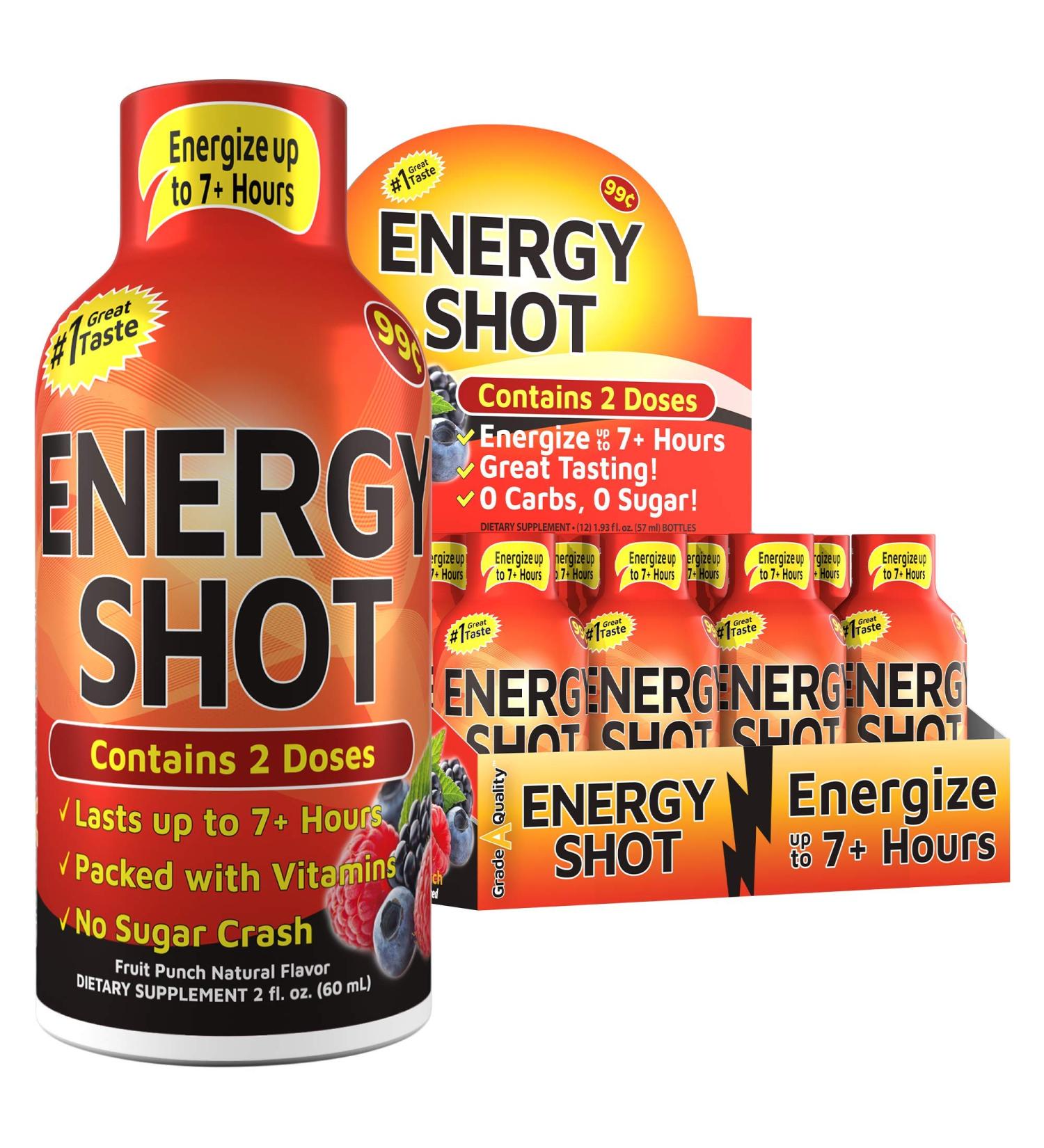 Vitamin Energy Shots - Fruit Punch Flavor | 48 Count | Boost Energy for 7+ Hours - Buy Online on GoSupps.com