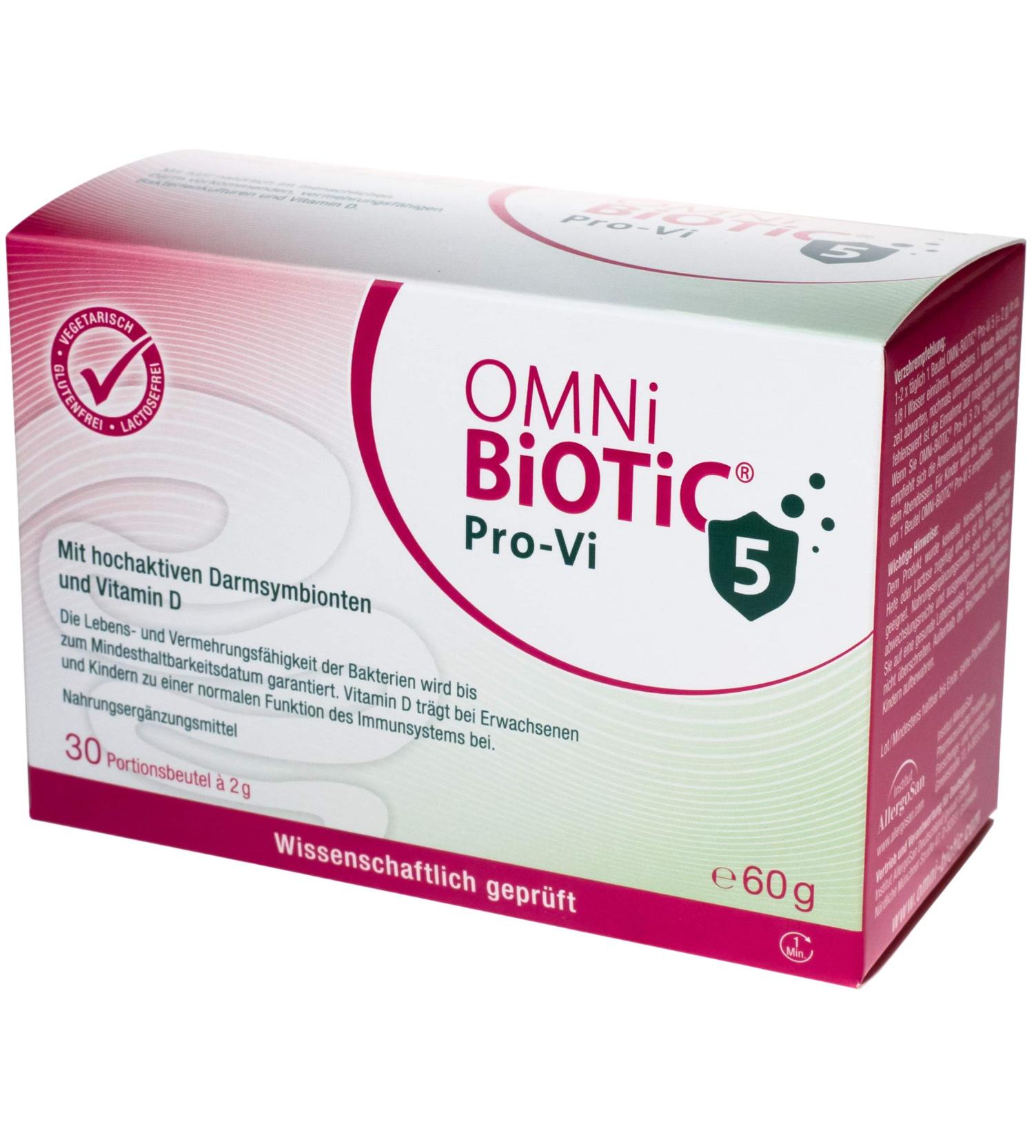 Omni Biotic Pro-VI 5 | 30 Portions | 10 Billion Probiotics Daily | Powder with Vitamin D | Vegetarian Friendly | Supports Intestinal Flora - Buy Online on GoSupps.com