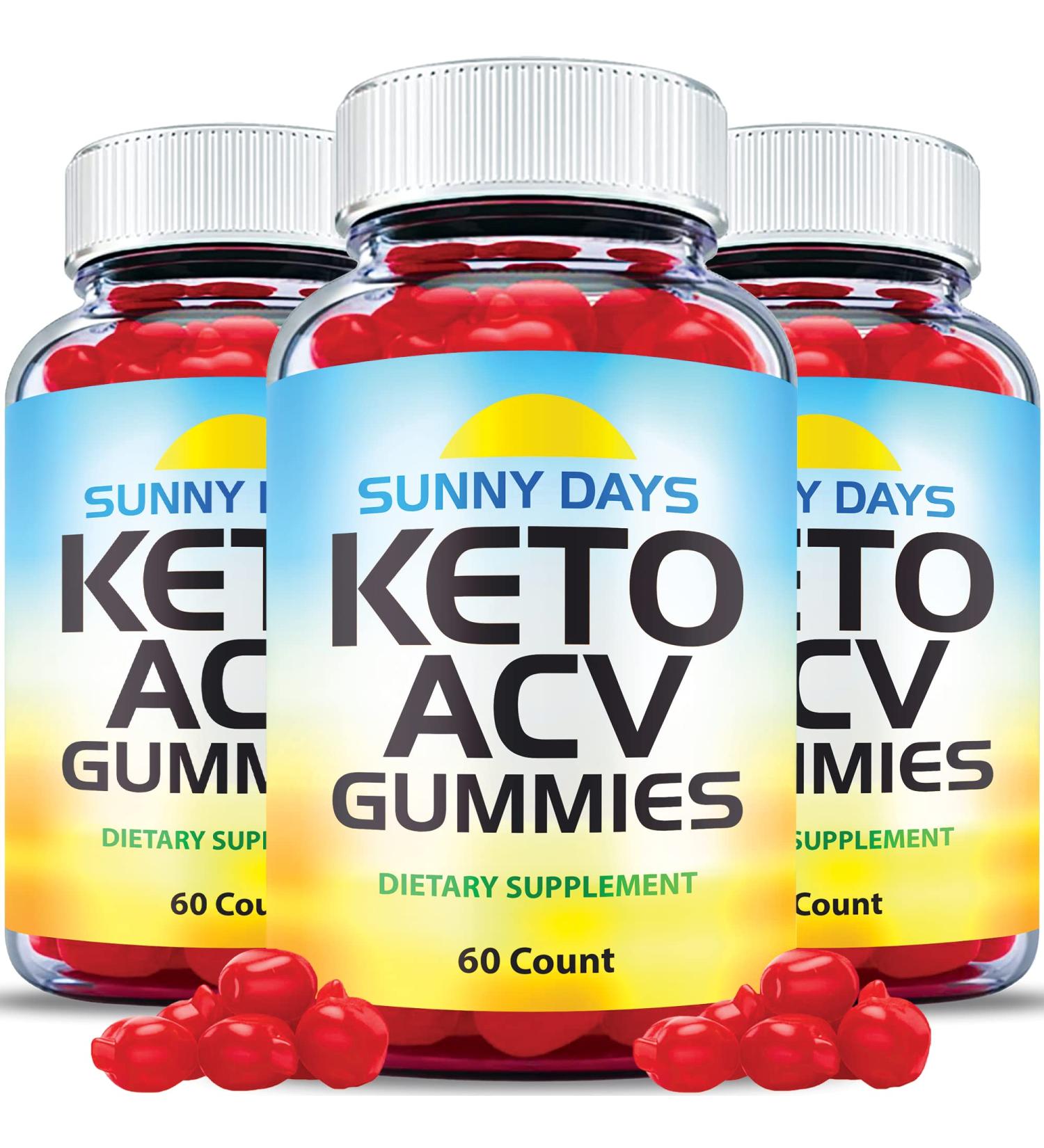 (3 Pack) Sunny Days Keto ACV Gummies - Official Formula Vegan Non Gmo - Sunny Days Keto Plus ACV Gummies Sunny Days ACV Gummies Weight with Apple Cider Vinegar Vitamin B12 Keto ACV (180 Gummies) - Buy Online on GoSupps.com