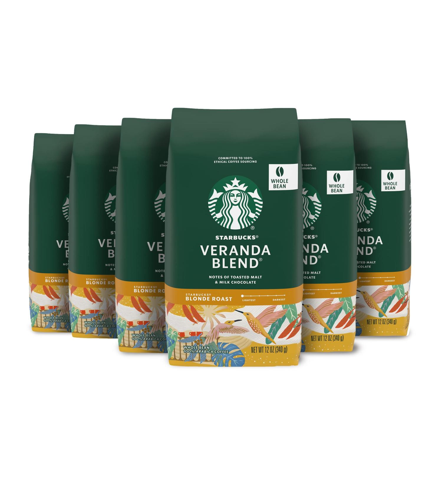 Starbucks Veranda Blend Whole Bean Coffee 12oz - Pack of 6 | 100% Arabica Beans - Buy Online on GoSupps.com