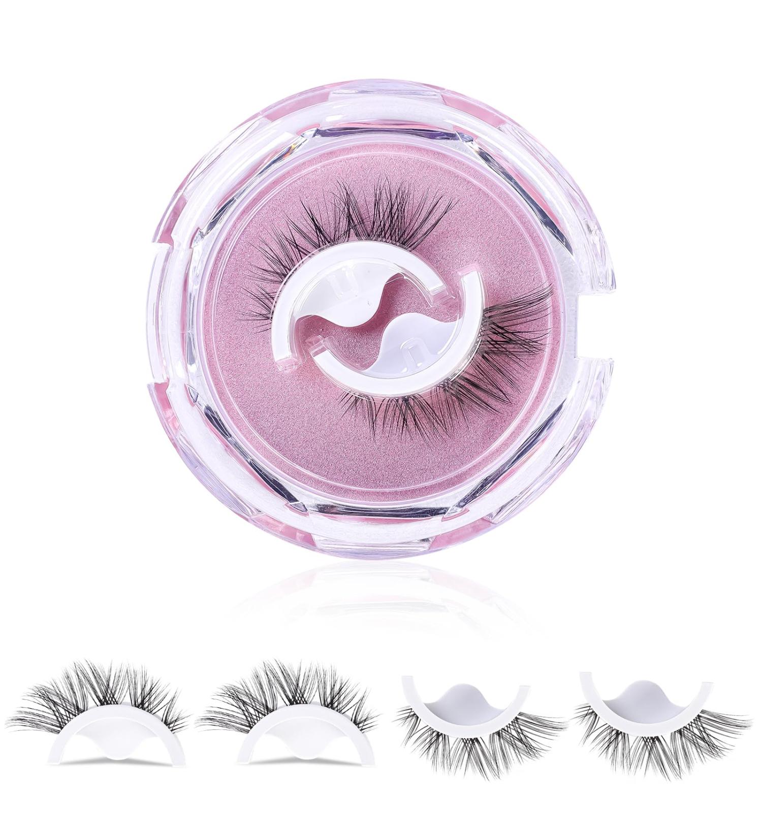 1 Pair Self Adhesive Eyelashes Reusable False Eyelashes Pre Glued Eyelashes Stick on Eyelashes Natural Lashes Fake Long Thick Fluffy Eyelashes No Glue Needed - Buy Online on GoSupps.com