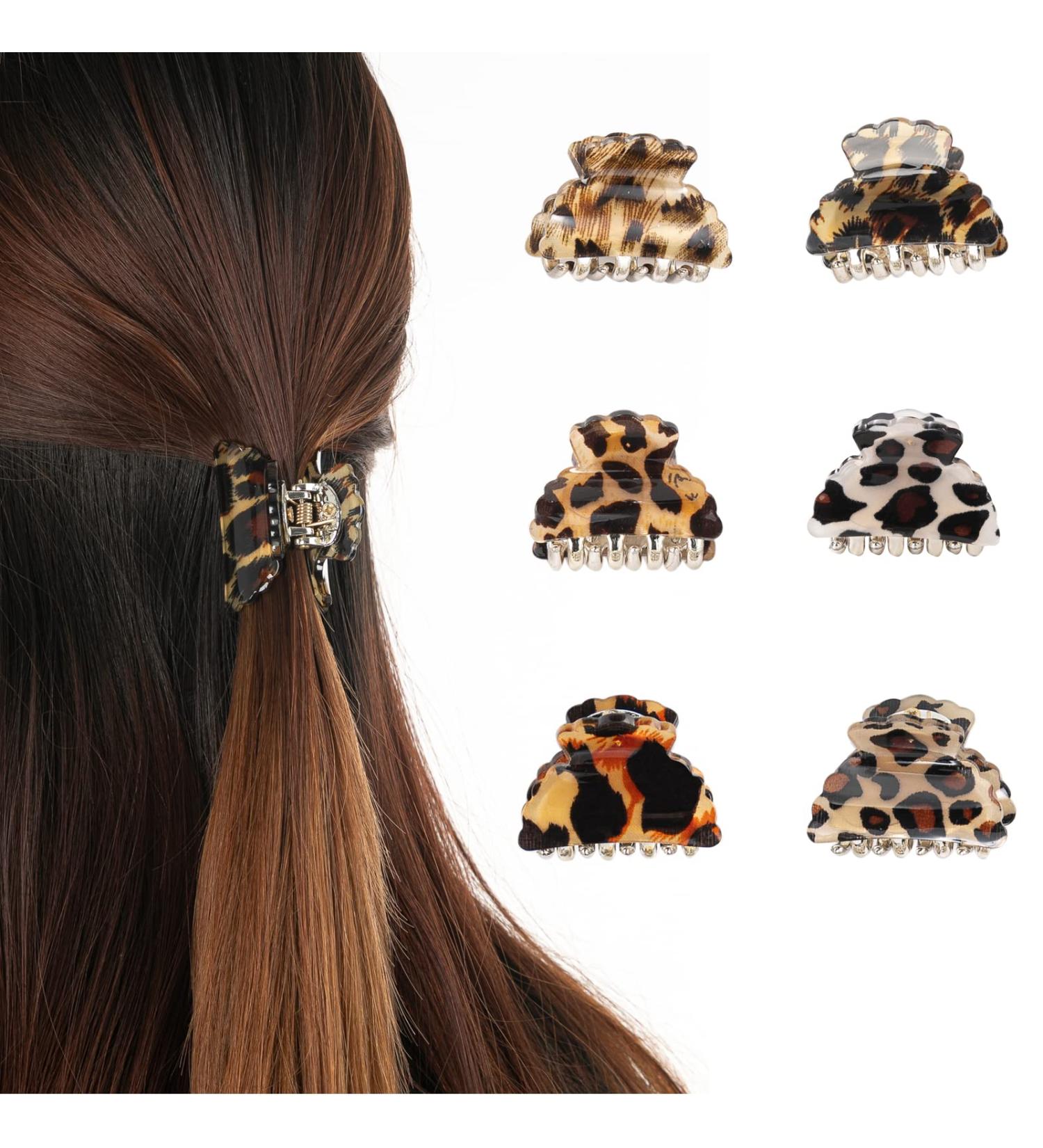Ryhiac 1.57 inch Small Hair Claw Clips - 6pcs Leopard Style for Thin to Medium Hair | Sturdy No-Slip Acrylic Hair Jaw Clamps for Strong Grip and Versatile Hairstyles - Buy Online on GoSupps.com