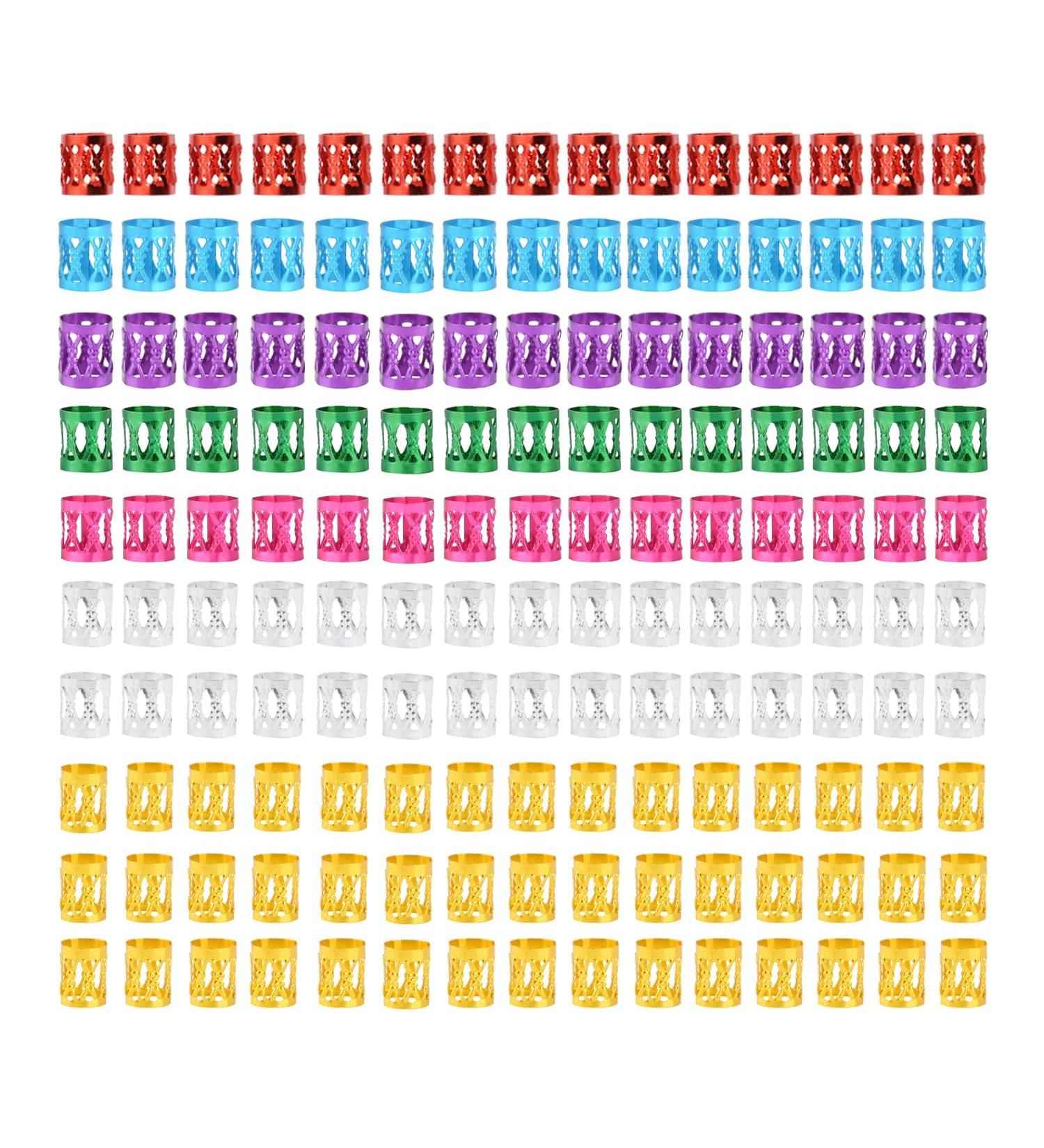 150 Pieces Dreadlocks Beads Aluminum Hair Rings for Braids Hair Clips Braiding Ring Metal Cuffs Hair Jewelry for Braids Accessories Multicolored - Buy Online on GoSupps.com
