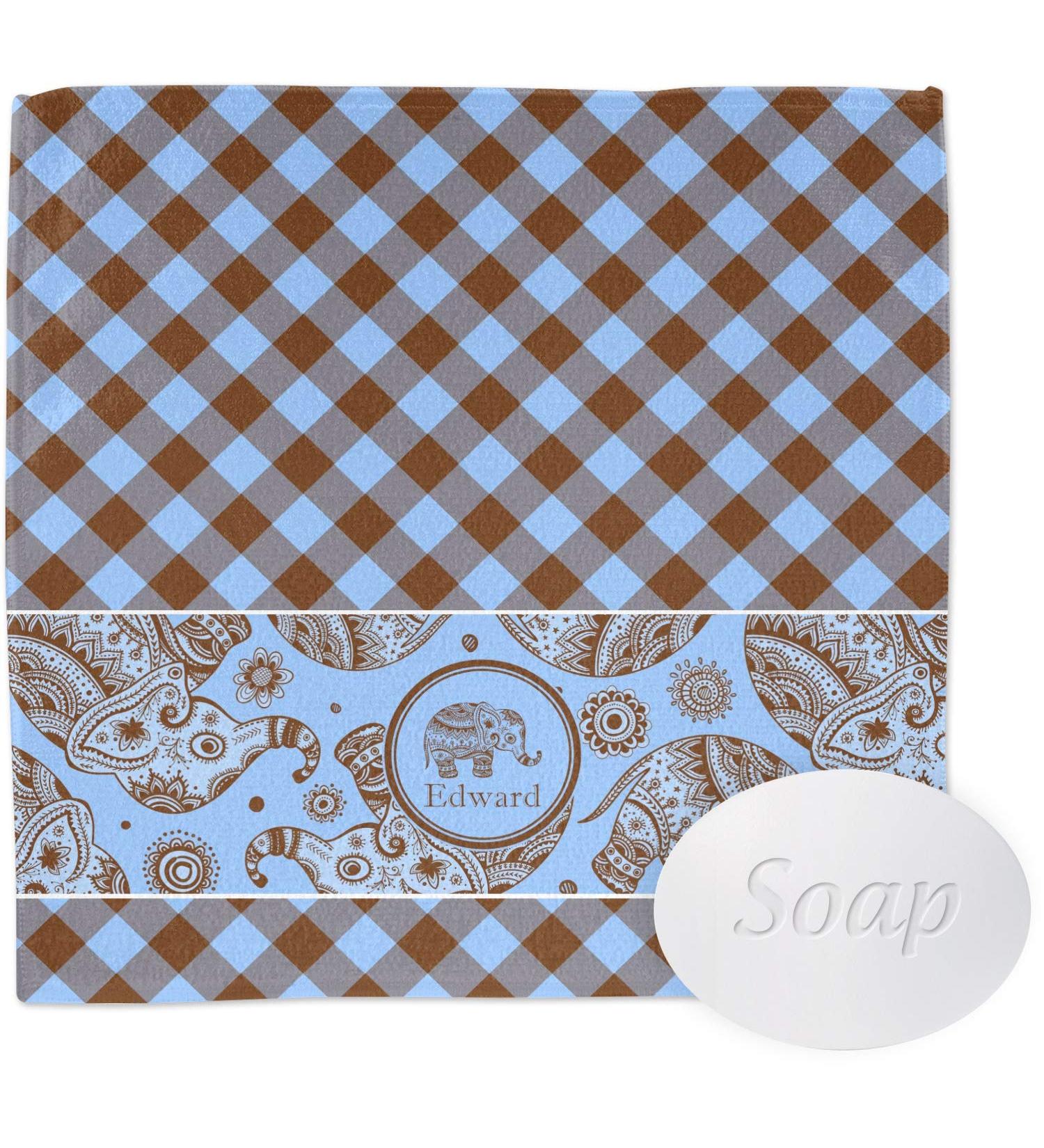 YouCustomizeIt Personalized Gingham & Elephants Washcloth