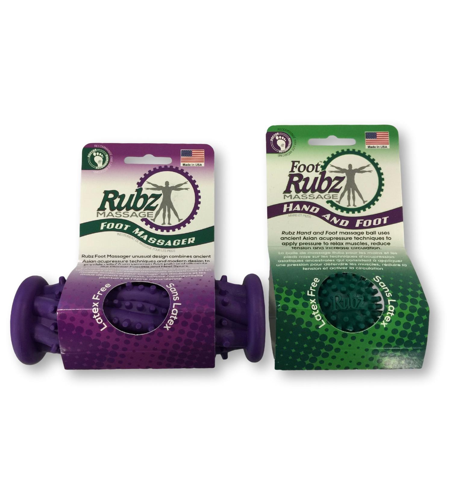 Due North Foot Rubz Combo Pack, Original Foot Rubz & Foot Massage Roller, 0.6 lb., multi colored, 2 piece set, (DNFCP3 Foot Rubz Ball/Foot Massage Roller Combo Pack