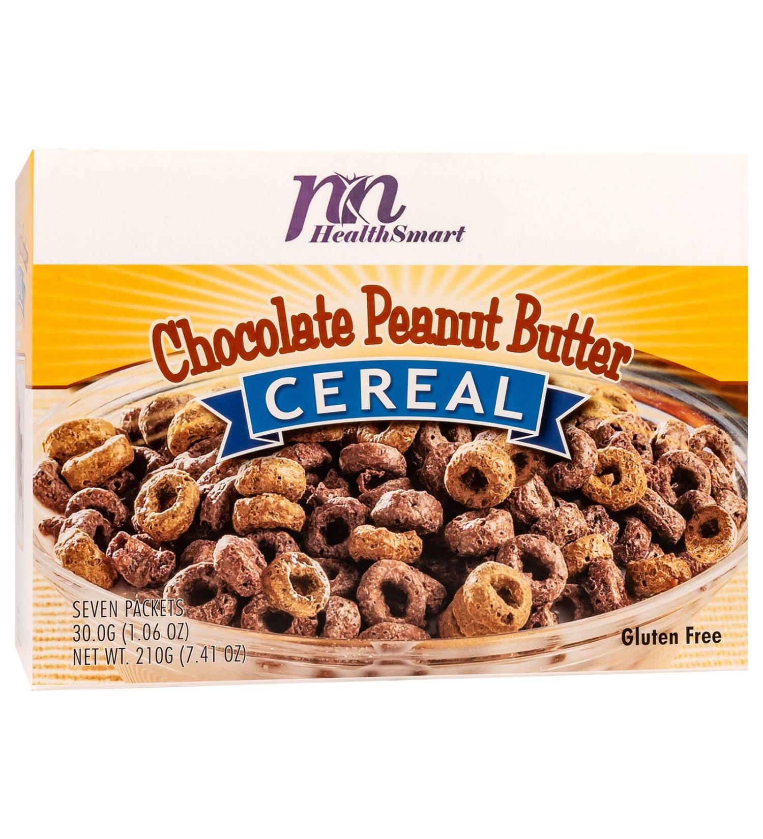 HealthSmart High Protein Chocolate Peanut Butter Cereal - 15g Protein, Low Calorie, Low Sugar, Low Fat, Low Carb, Gluten-Free, Keto Diet Friendly - 7 Count Box - Buy Online on GoSupps.com