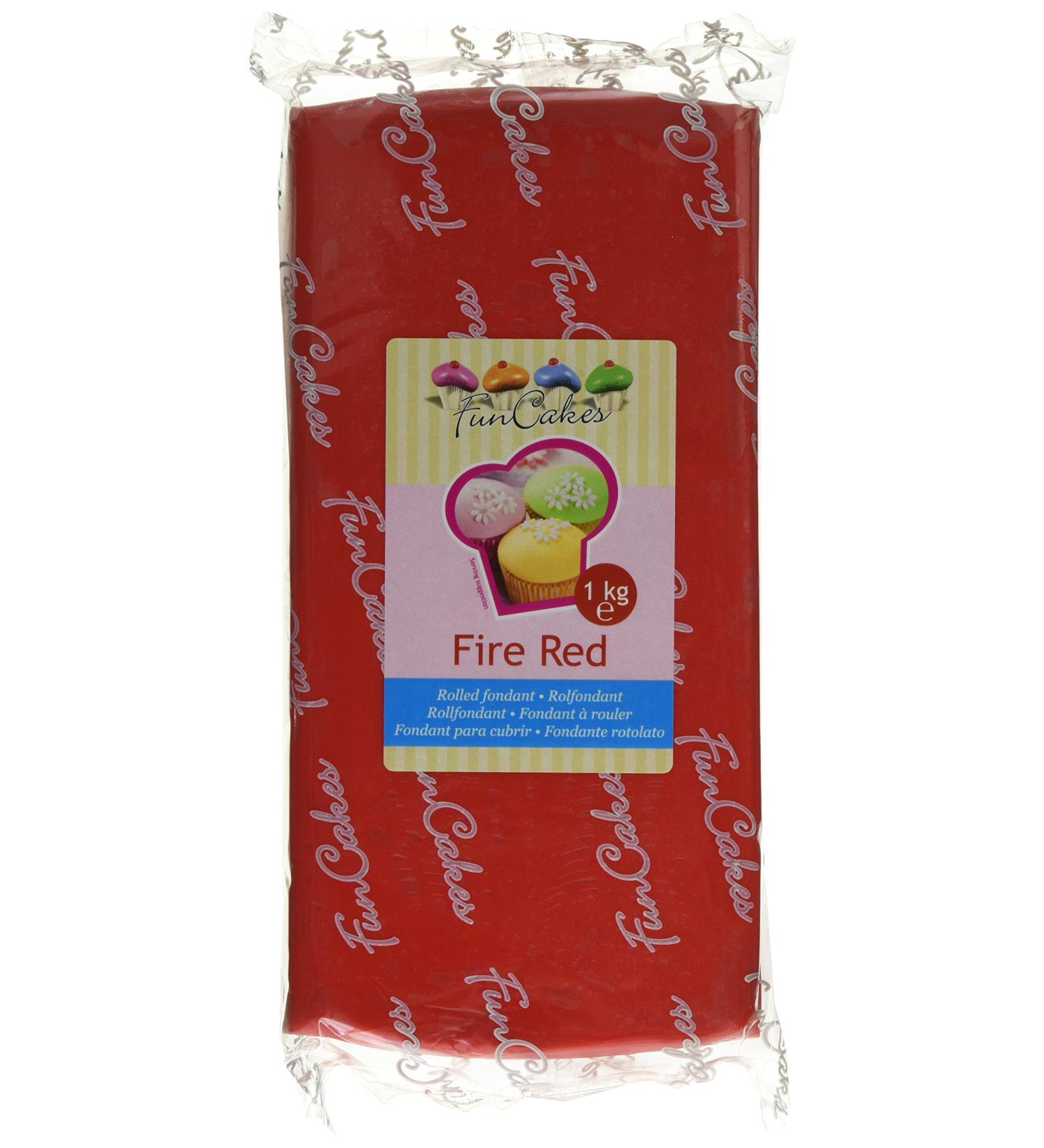 Funcakes Fondant Fire Red - 1 kg | Easy to Use Smooth & Elastic | Gluten-Free Halal & Kosher Cake Decorating - Buy Online on GoSupps.com