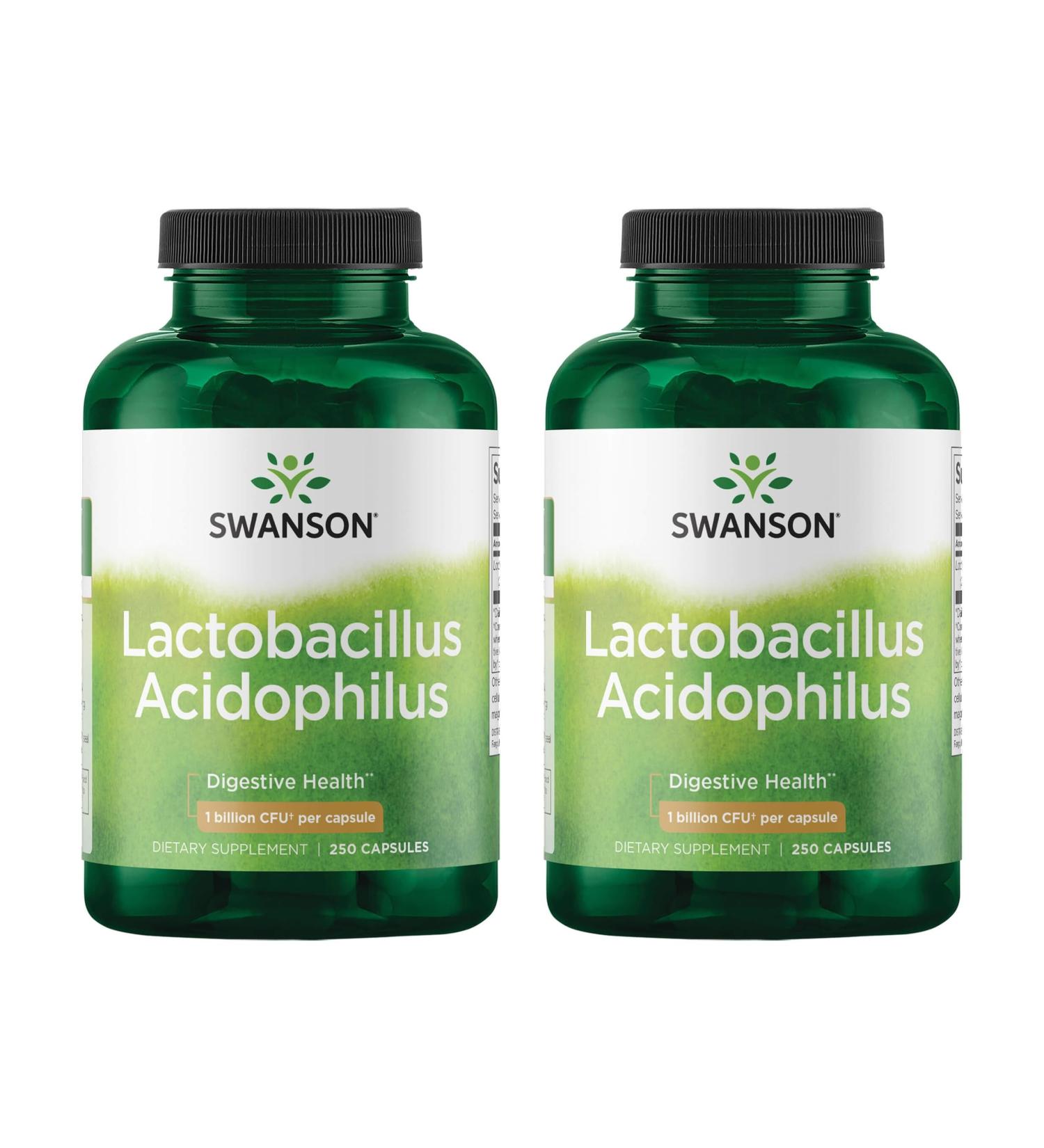 Swanson Lactobacillus Acidophilus - Probiotic Supplement Supporting Digestive Health with 1 Billion CFU Per Capsule - Promotes Bowel and GI Tract Health - (250 Capsules) 2 Pack - Buy Online on GoSupps.com