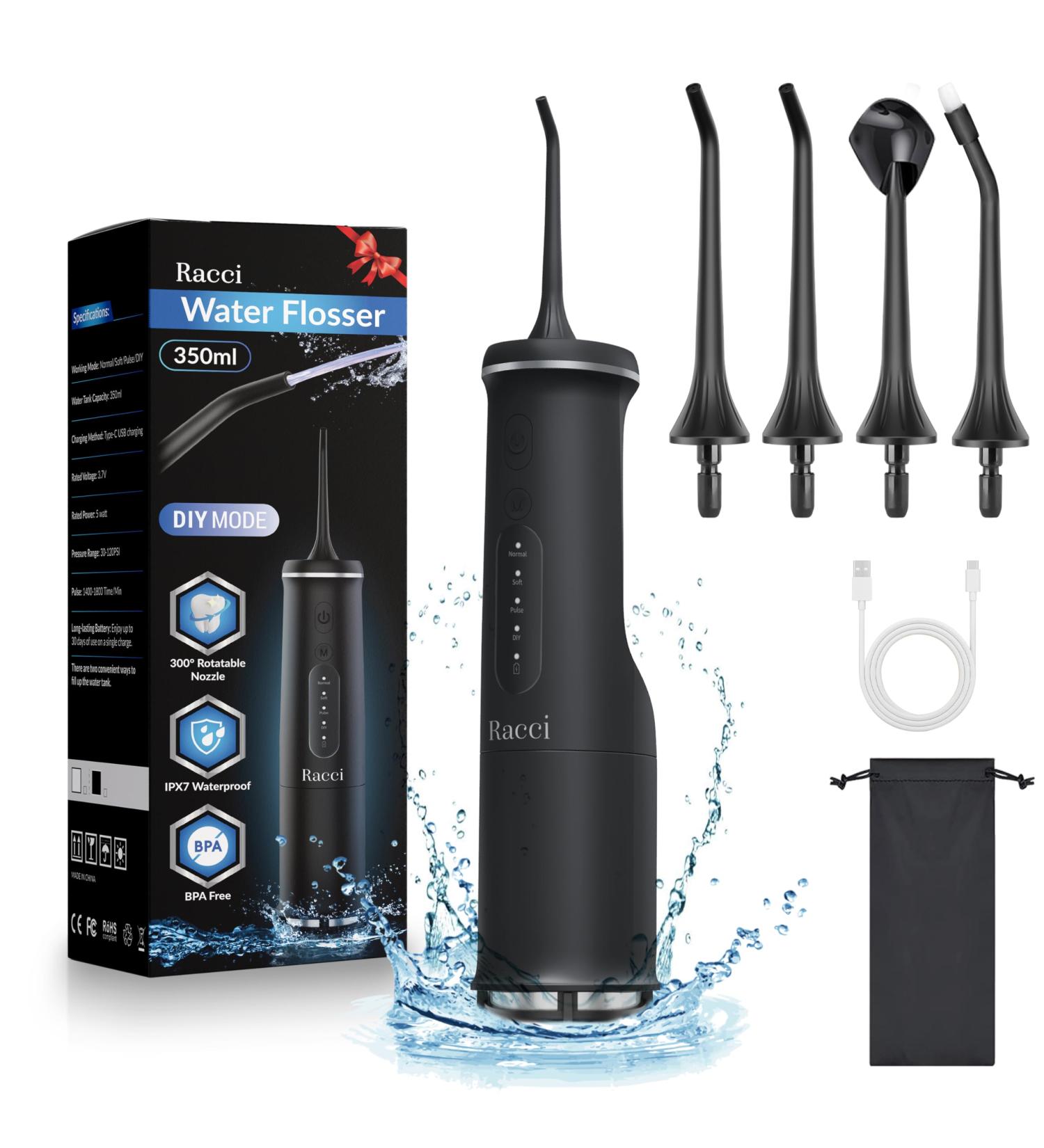 Advanced Cordless Dental Water Flosser - 350ml Tank Type-C Charging IPX7 Waterproof | Travel-Friendly Oral Irrigator - Buy Online on GoSupps.com