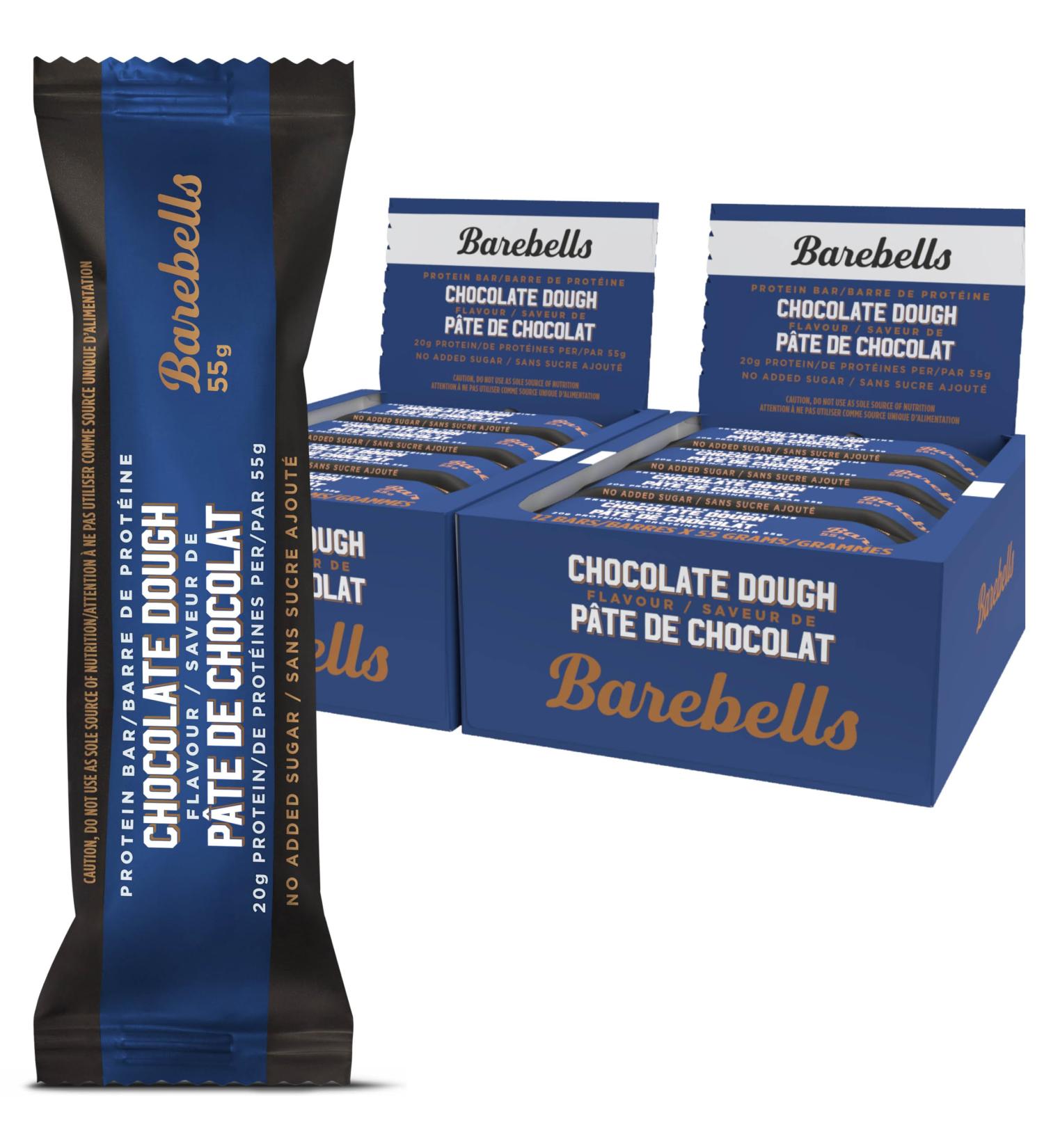 Barebells Protein Snacks Bars Chocolate Dough - 55g of High Protein - Chocolate Protein Bar with 1g of Total Sugars - Perfect on The Go Protein Snack & Breakfast Bars Chocolate Dough 12 Count (Pack of 2) - Buy Online on GoSupps.com