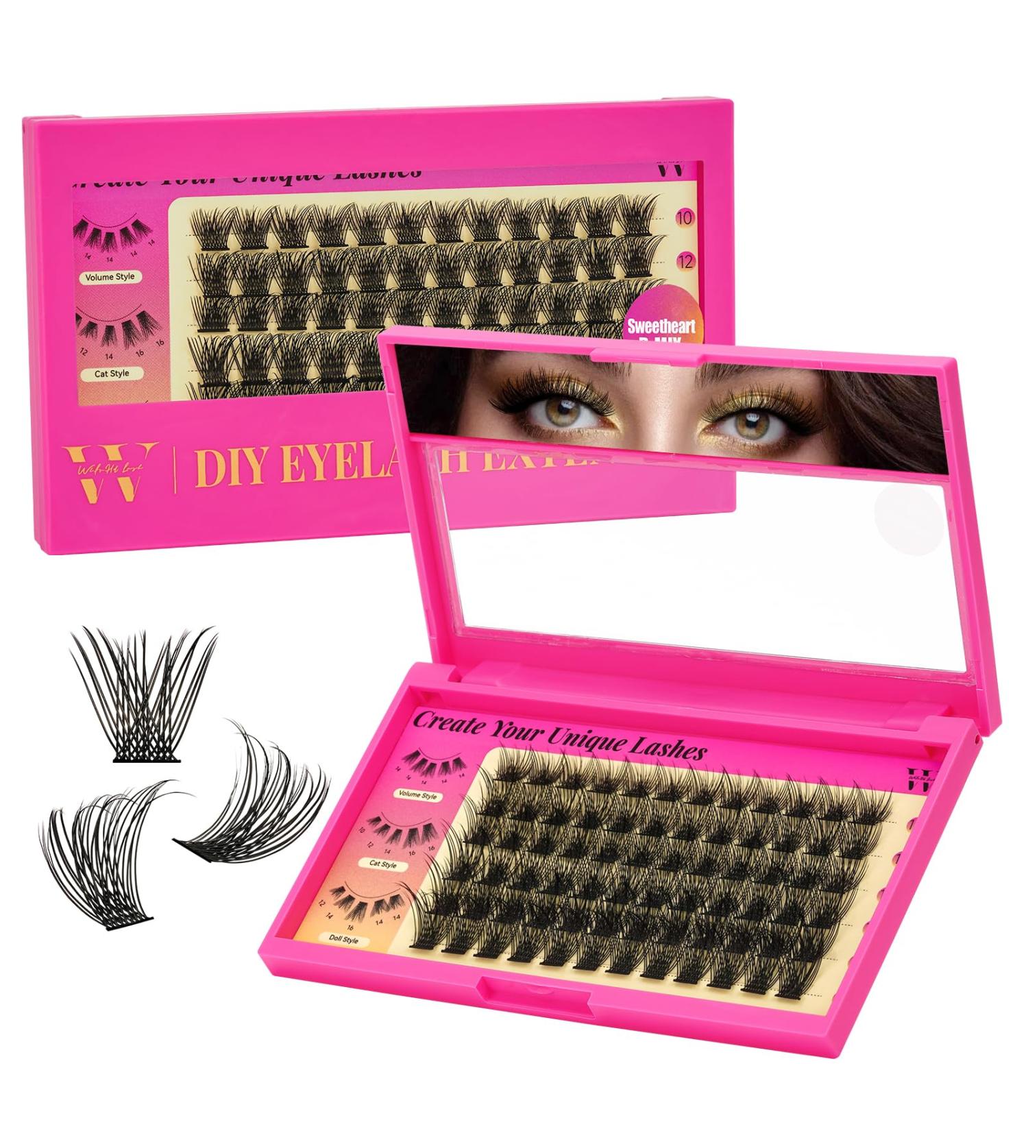 Lash Clusters - 72 Pcs D Curl Eyelash Extensions | Wispy Individual Clusters 10-16mm for DIY Makeup | Thin Band by Sweetheart - Buy Online on GoSupps.com