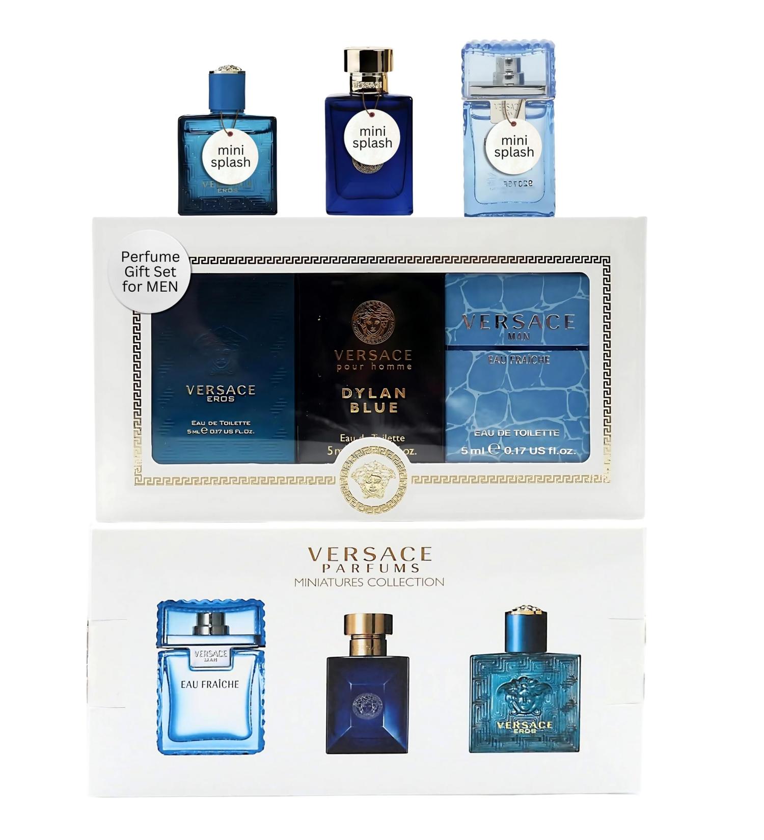 Versace Miniature Variety Trio Collection Perfume Gift Set for Men 0.17 oz/5 ml Splashes 1 - Buy Online on GoSupps.com
