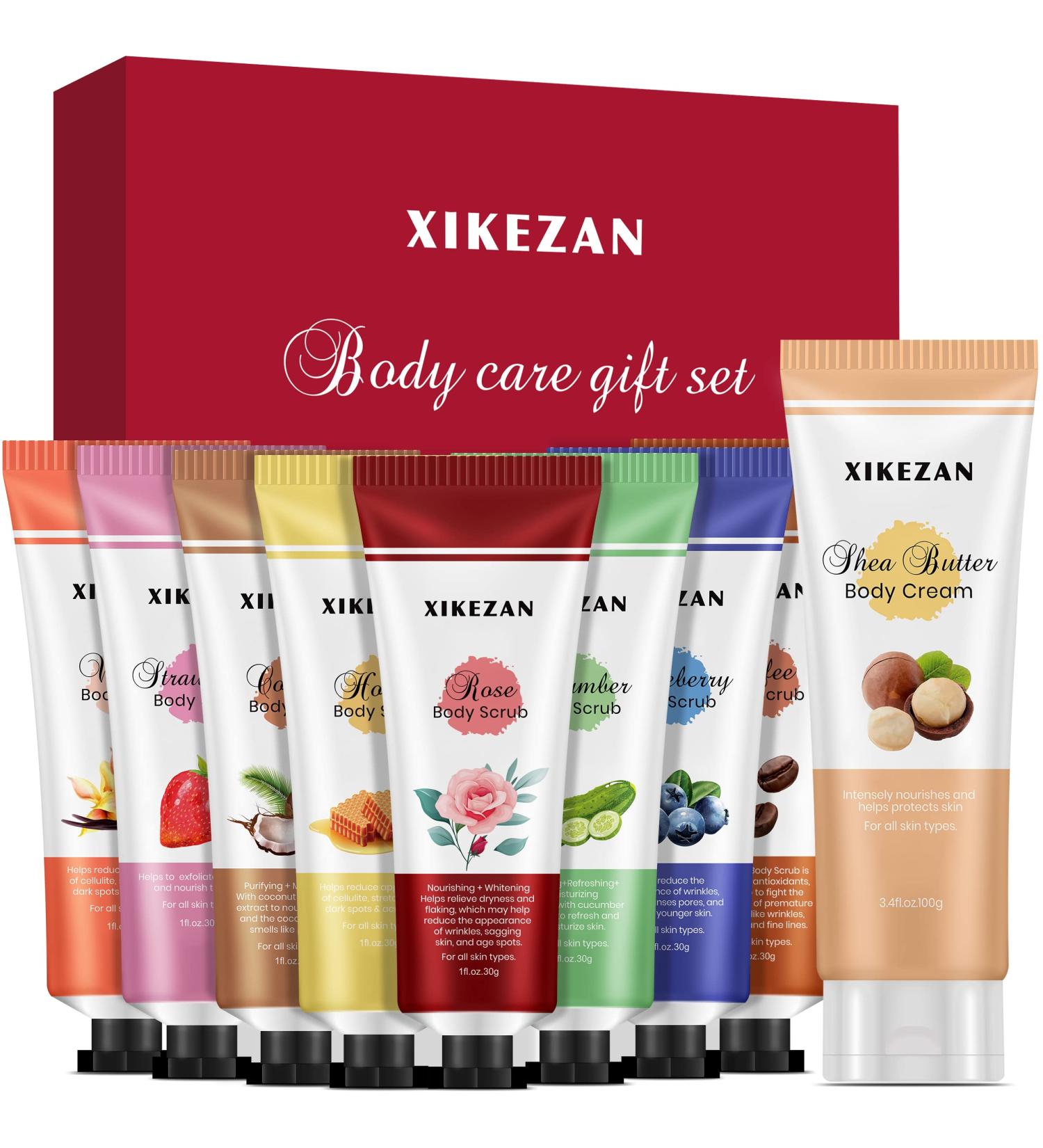 Travel Size Body Scrub 9-Pack: Exfoliating & Moisturizing Hand & Foot Care Set - Perfect Gift for Her - Buy Online on GoSupps.com