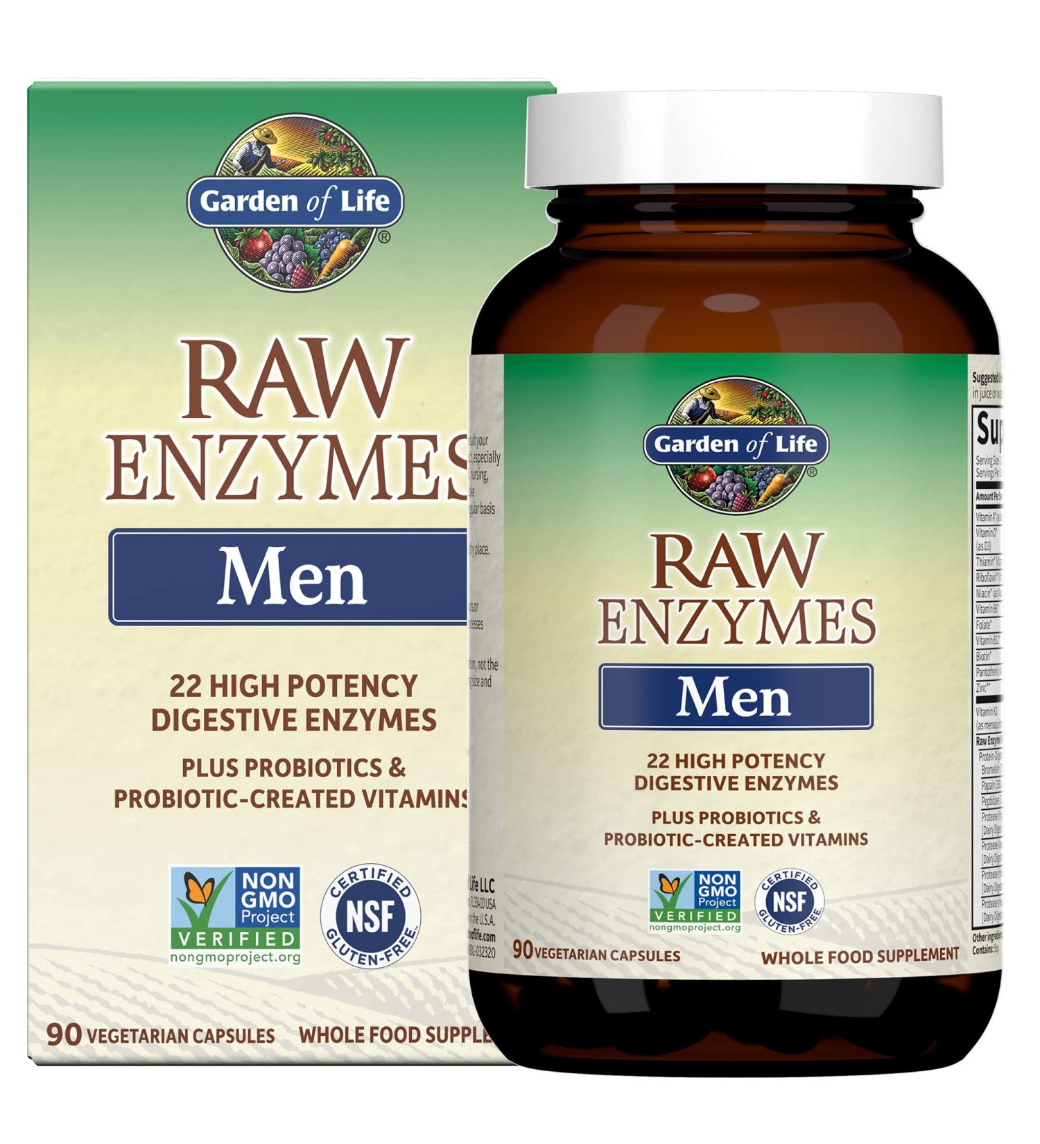 Garden of Life RAW Enzymes for Men - 90 Veggie Capsules | Digestive Support & Wellness - Buy Online on GoSupps.com
